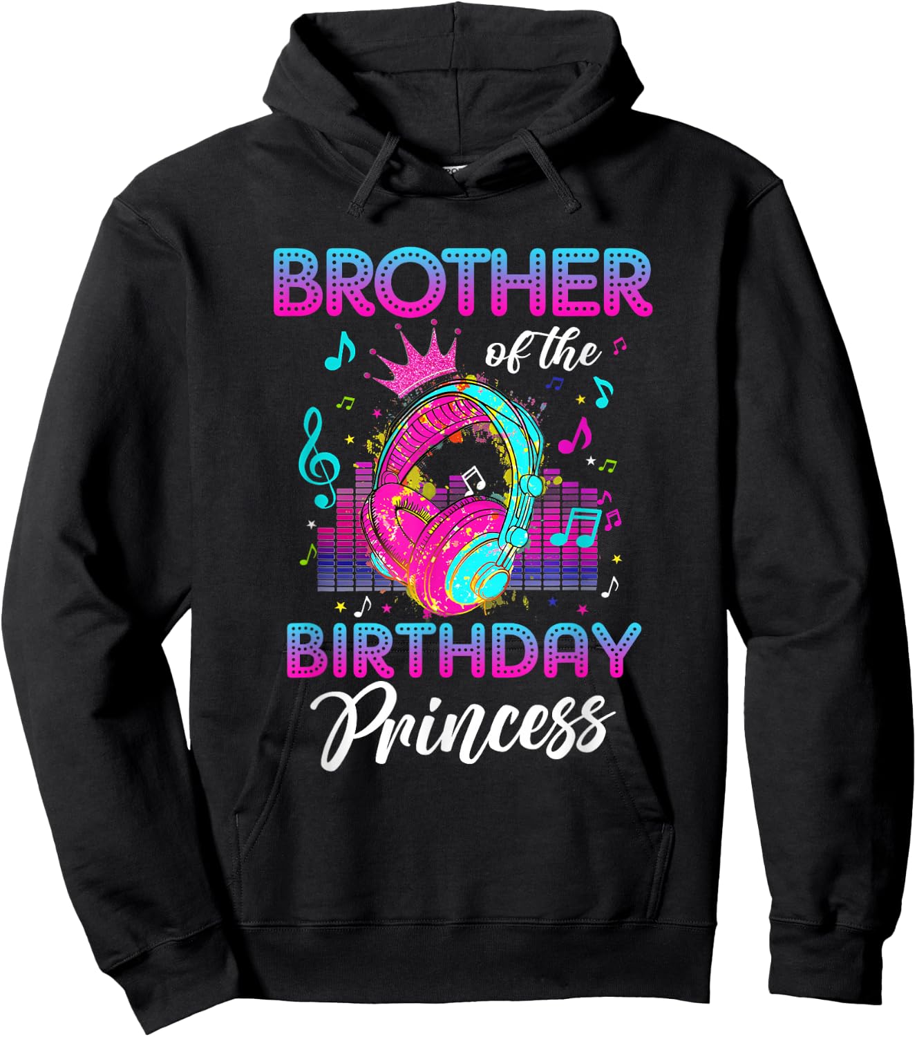 Brother of the Birthday Princess Rockstars Theme Music Party Hoodie - Hoodie | Black