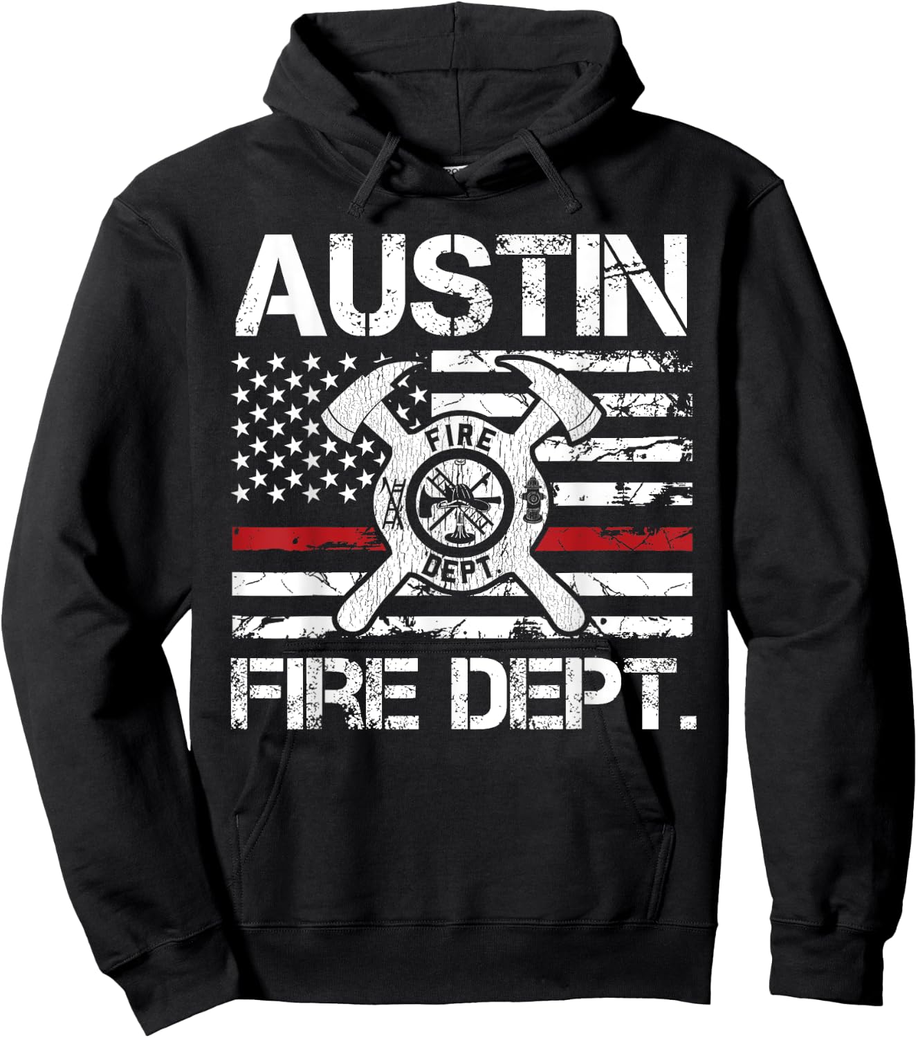 Austin Texas Fire Department Thin Red Line Logo Hoodie - Hoodie | Black