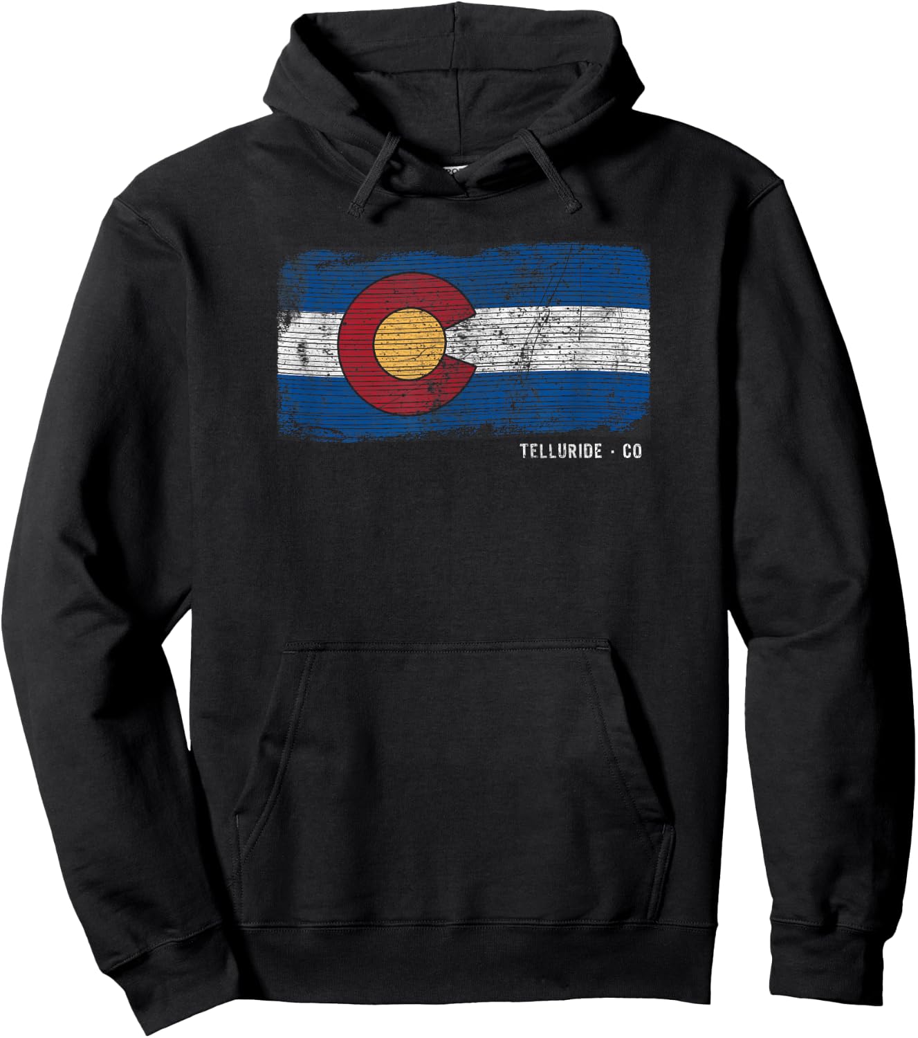 Telluride Colorado Retro Flag Graphic Hoodie - Hoodie | Black