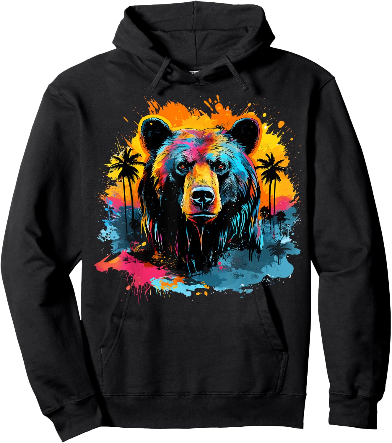 Florida Black Bear Wildlife Animal Lover Colorful Splash Art Hoodie - Hoodie | Black