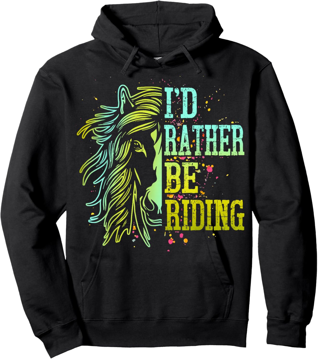I'd Rather Be Riding Horse Back Girl Women Funny Equestrian Hoodie - Hoodie | Black
