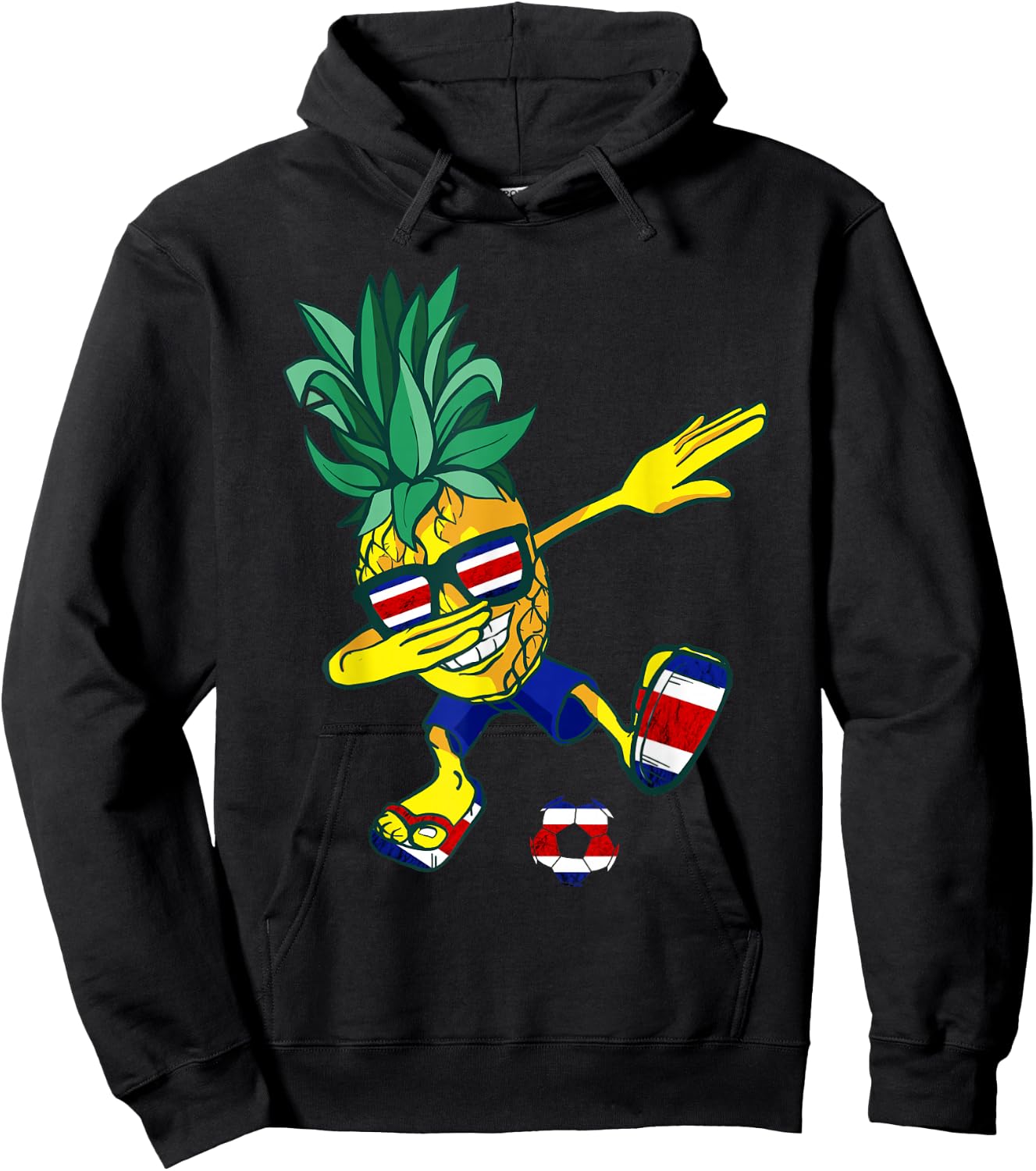 Costa Rican Roots Pineapple Costa Rica Soccer Team Hoodie - Hoodie | Black