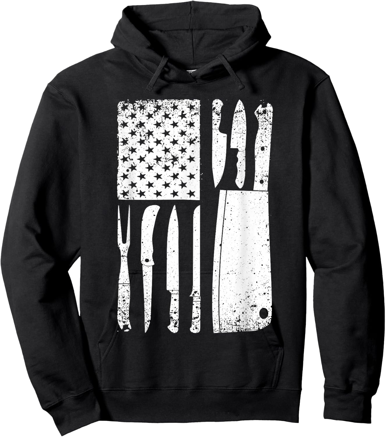 Funny Chef Knife American Flag Design Women Patriot Small Hoodie - Hoodie | Black