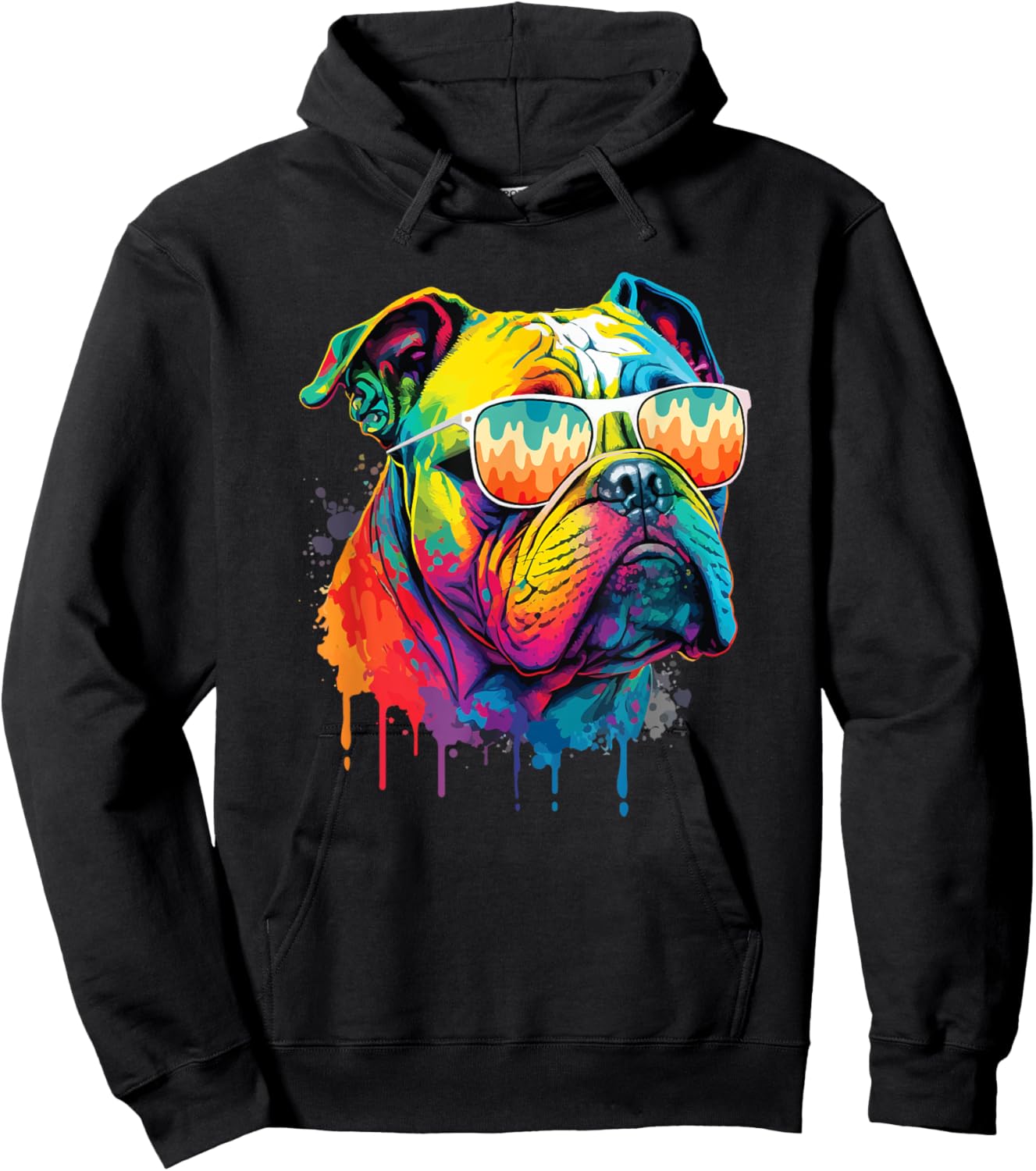 Groovy Retro English Bulldog - Dog Animal Lover Puppy Owner Hoodie - Hoodie | Black