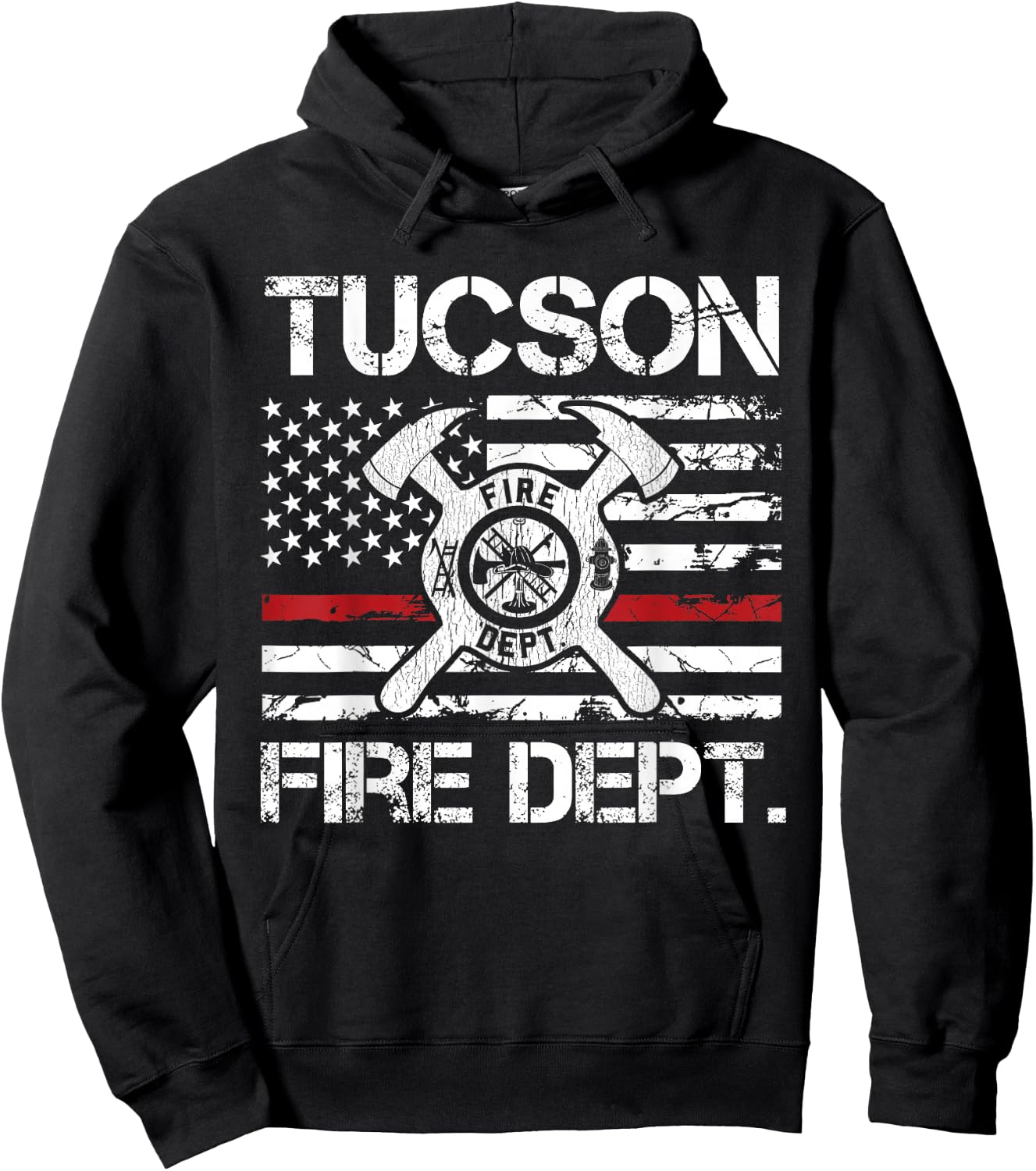 Tucson Arizona Fire Department Thin Red Line Fireman Hoodie - Hoodie | Black