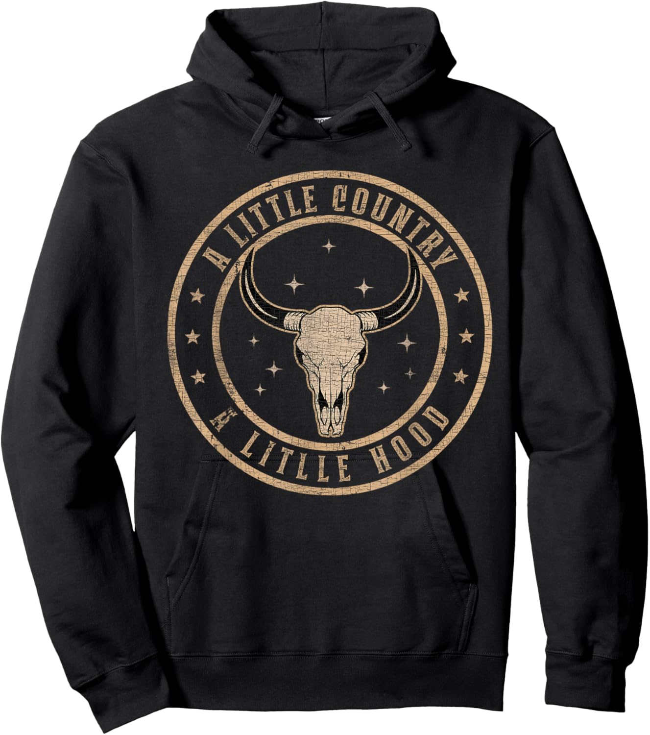 A Little Country A litlle Hood Vintage Bull Skull Western Hoodie - Hoodie | Black