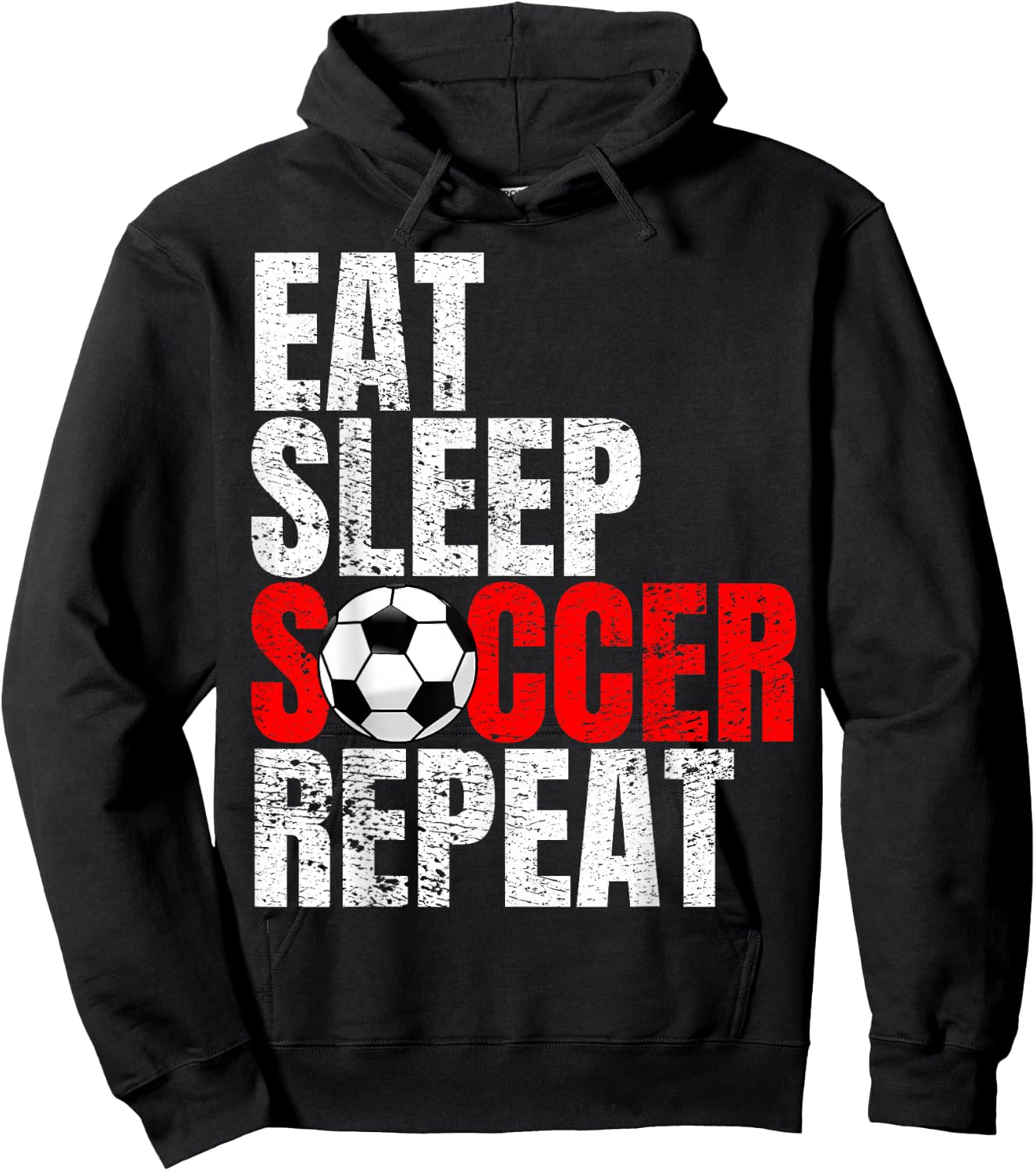 Soccer, Eat Sleep Soccer Repeat Hoodie - Hoodie | Black