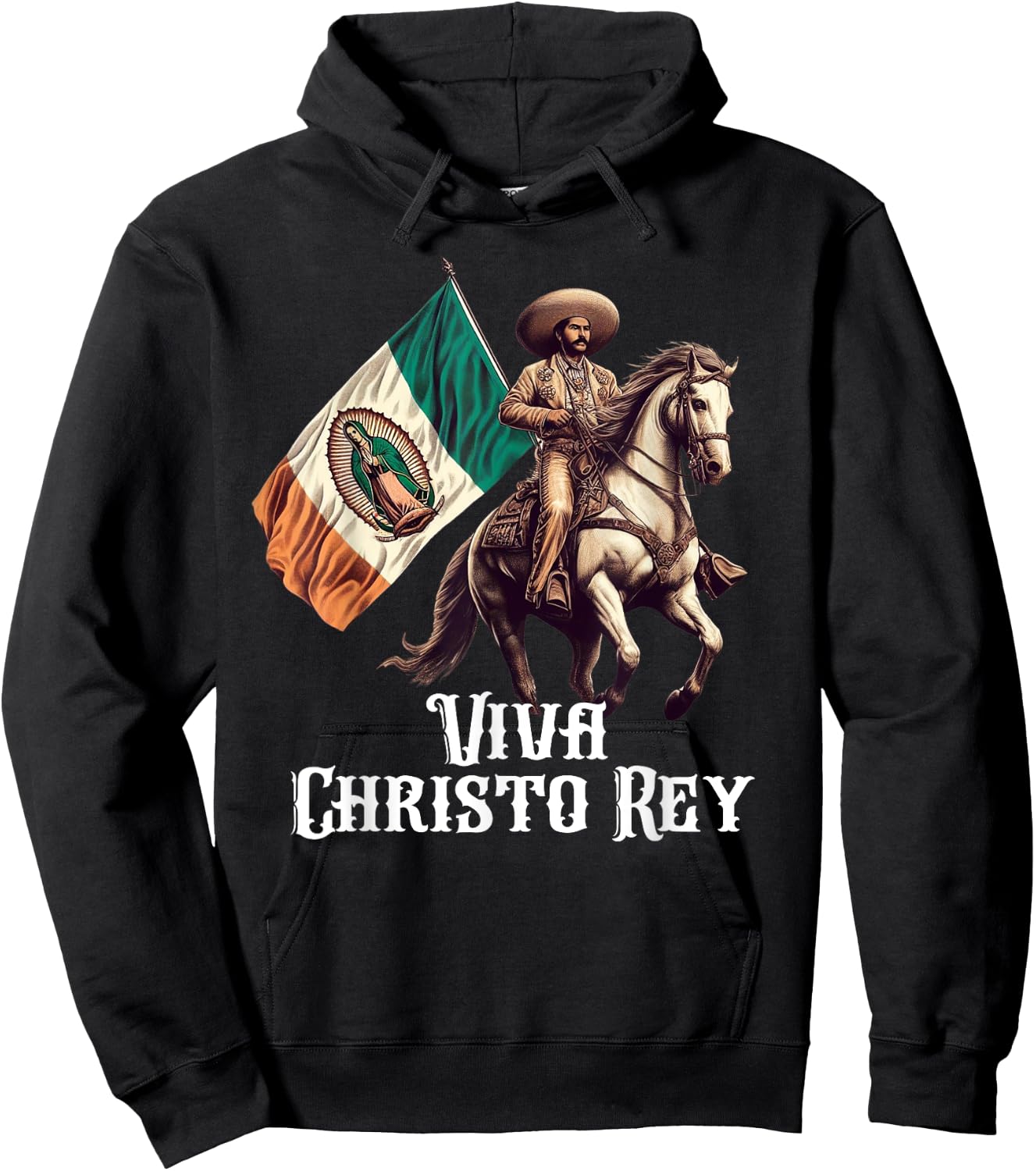 Viva Cristo Rey Guadalupe Catholic Cristeros Hoodie - Hoodie | Black