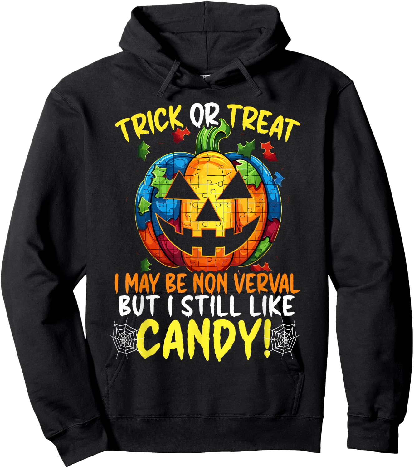 Autism Halloween Puzzle Trick Or Treat Autism Awareness Hoodie - Hoodie | Black
