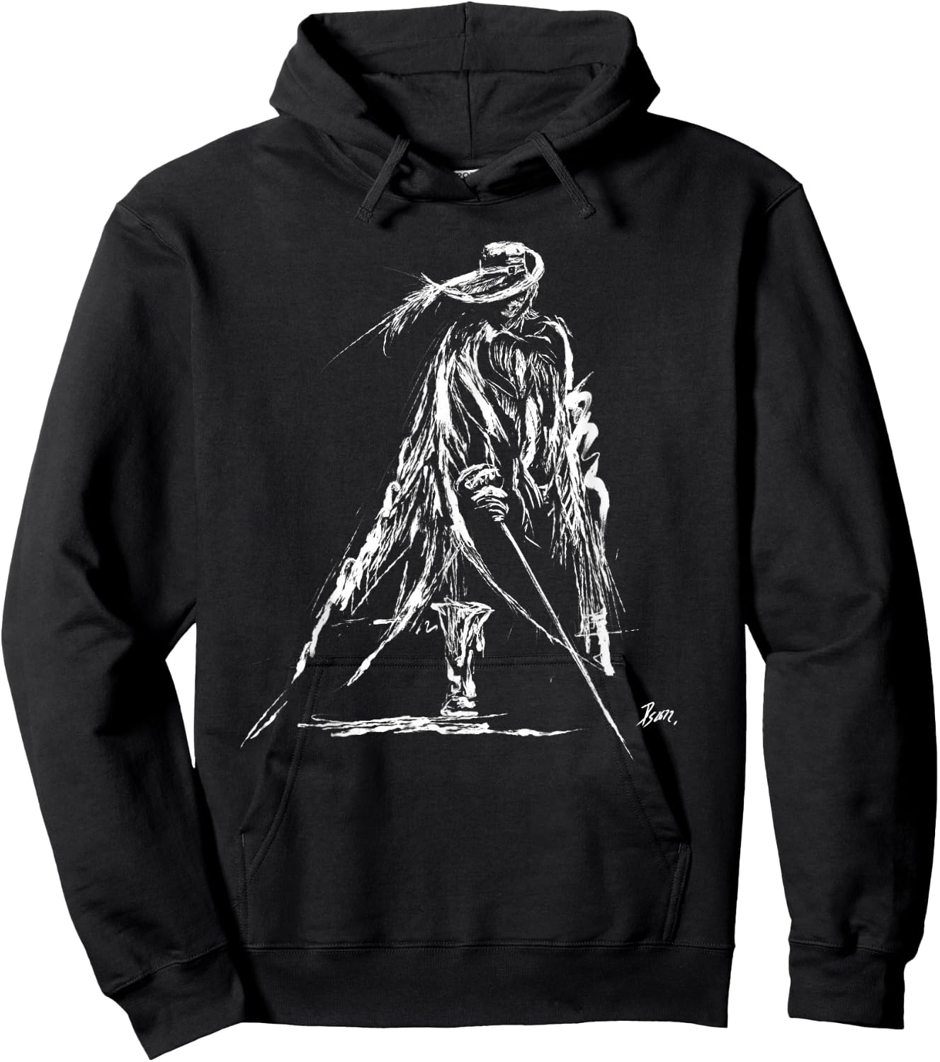 Musketeer with Sword and Coat Hoodie - Hoodie | Black