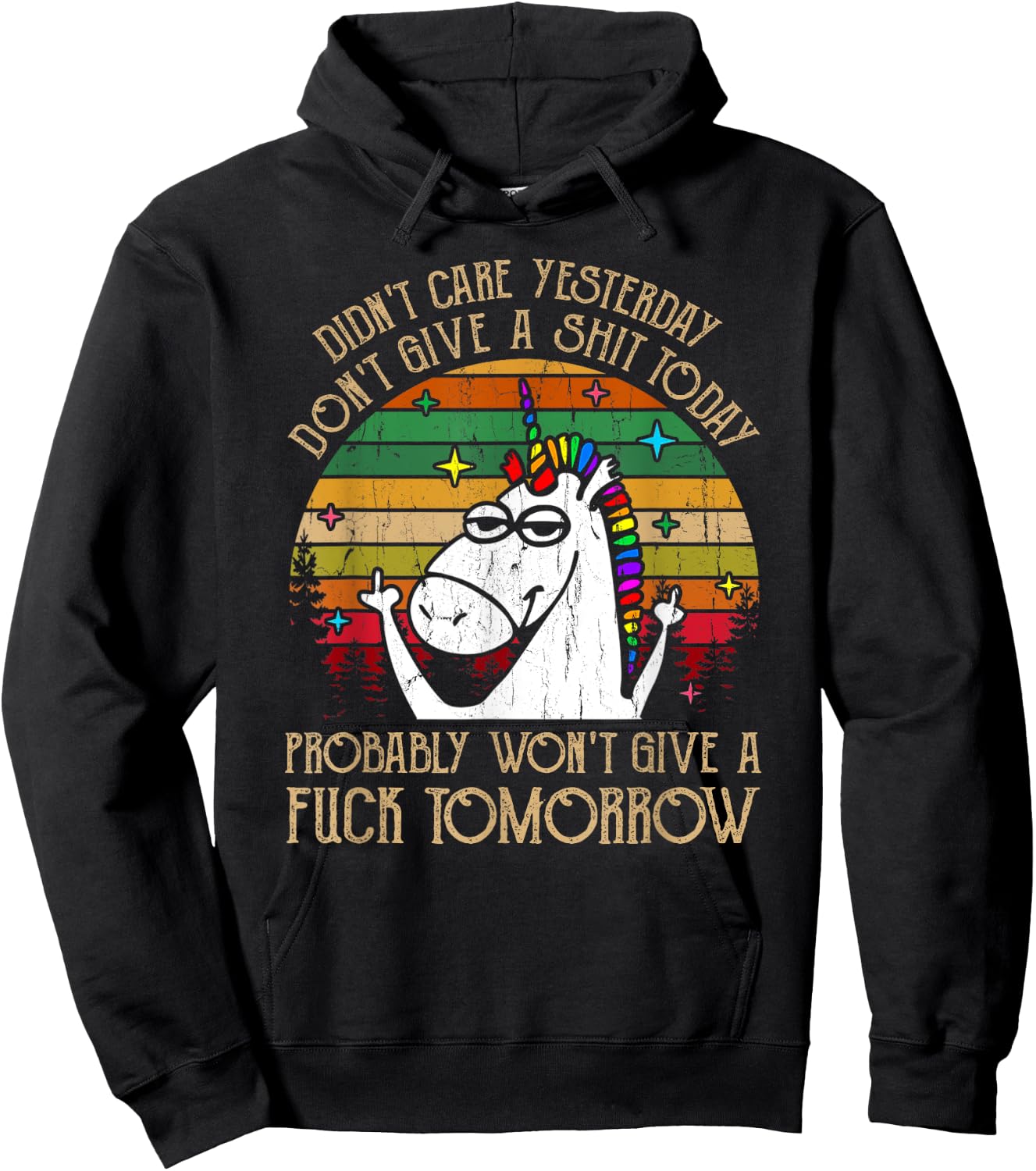 Didn't Care Yesterday Don't Give A Shit Today Hoodie - Hoodie | Black