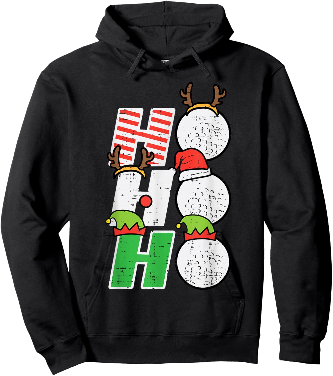 Christmas Golf Ho Ho Ho Funny Xmas Golfing Sports Golfer Men Hoodie - Hoodie | Black