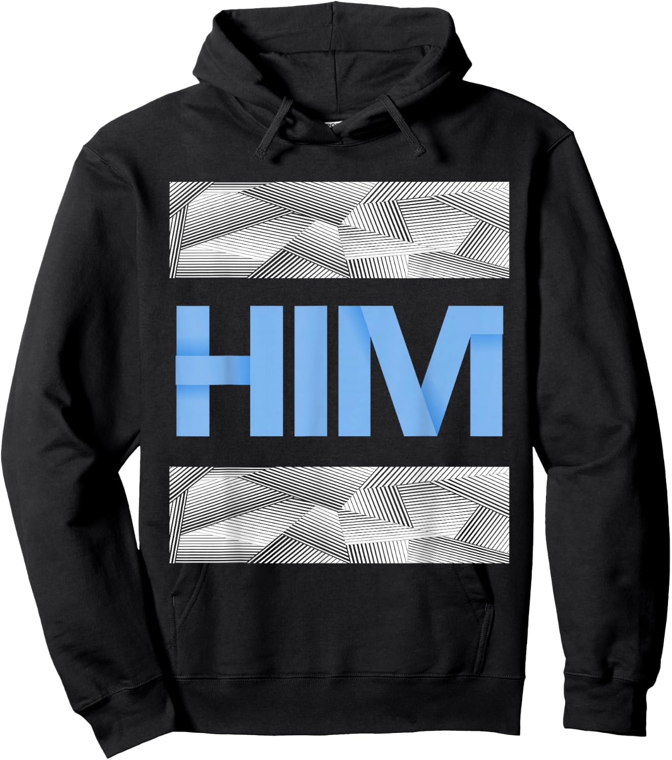 Blue He Is Him Blue Color Graphic Hoodie - Hoodie | Black
