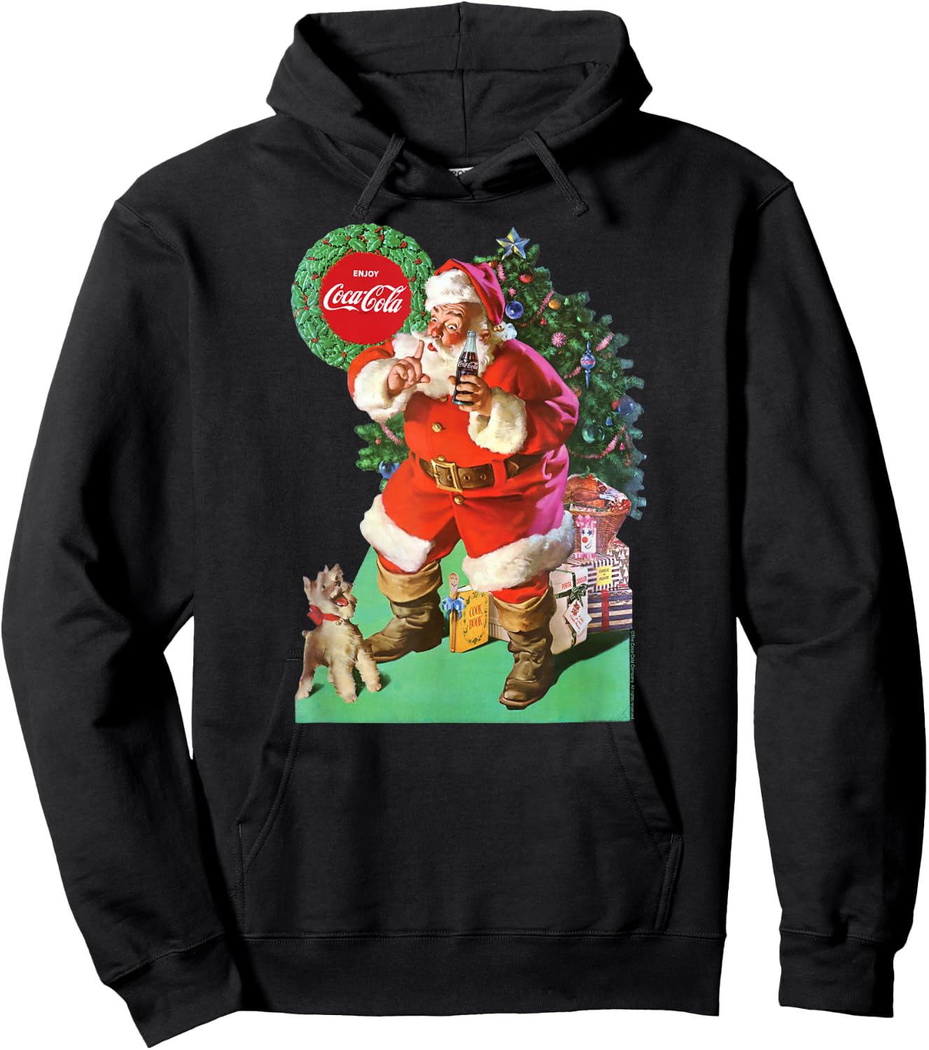 Coca-Cola - Vintage Santa With Dog Men Women Hoodie - Hoodie | Black