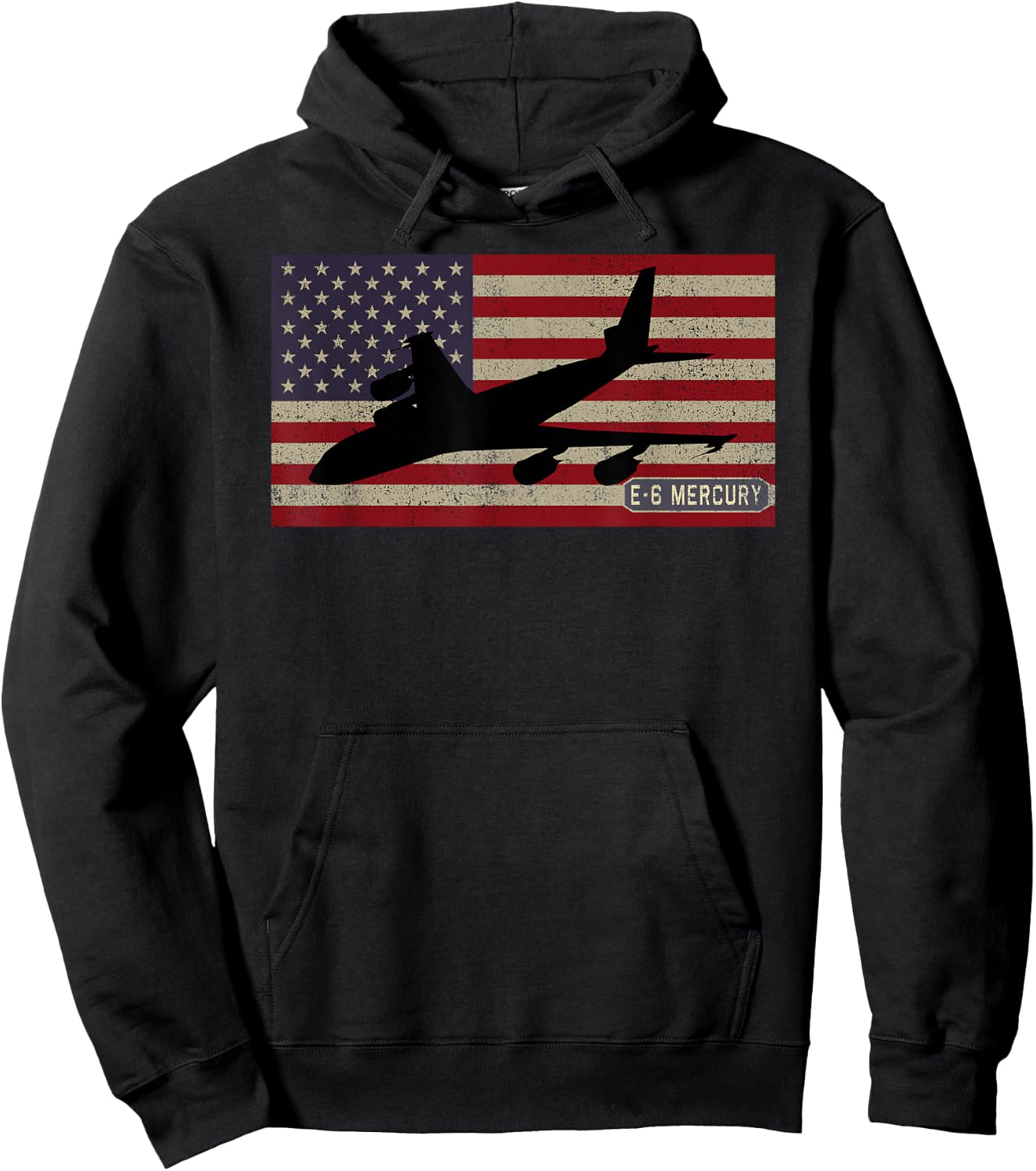 E-6 Mercury Plane Vintage American Flag Kids Men Hoodie - Hoodie | Black