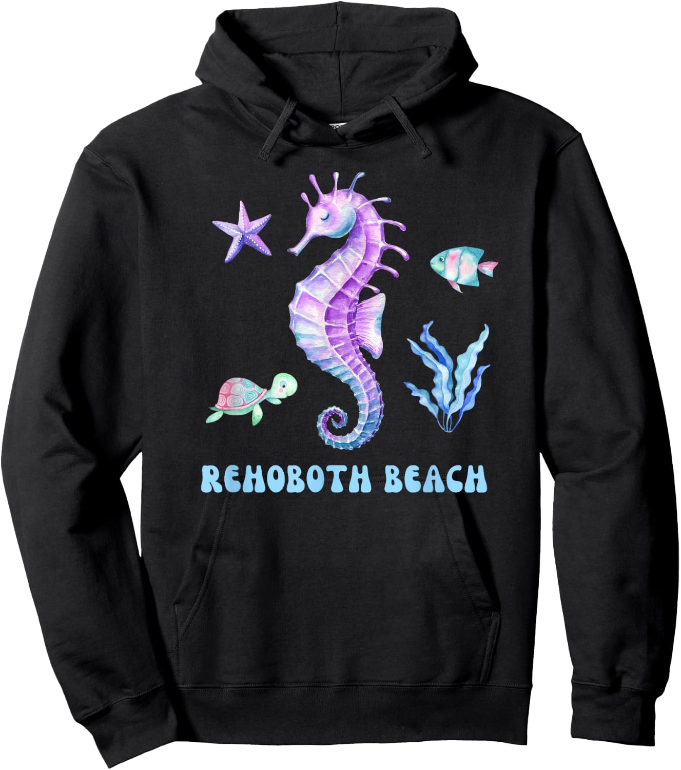 Rehoboth Beach Delaware Vacation Cute Purple Women Girls Hoodie - Hoodie | Black