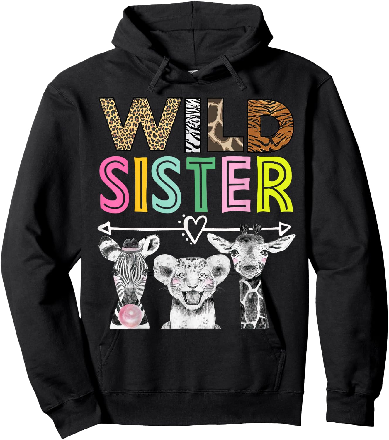Wild Sister Zoo Theme Birthday Safari Jungle Matching Party Hoodie - Hoodie | Black
