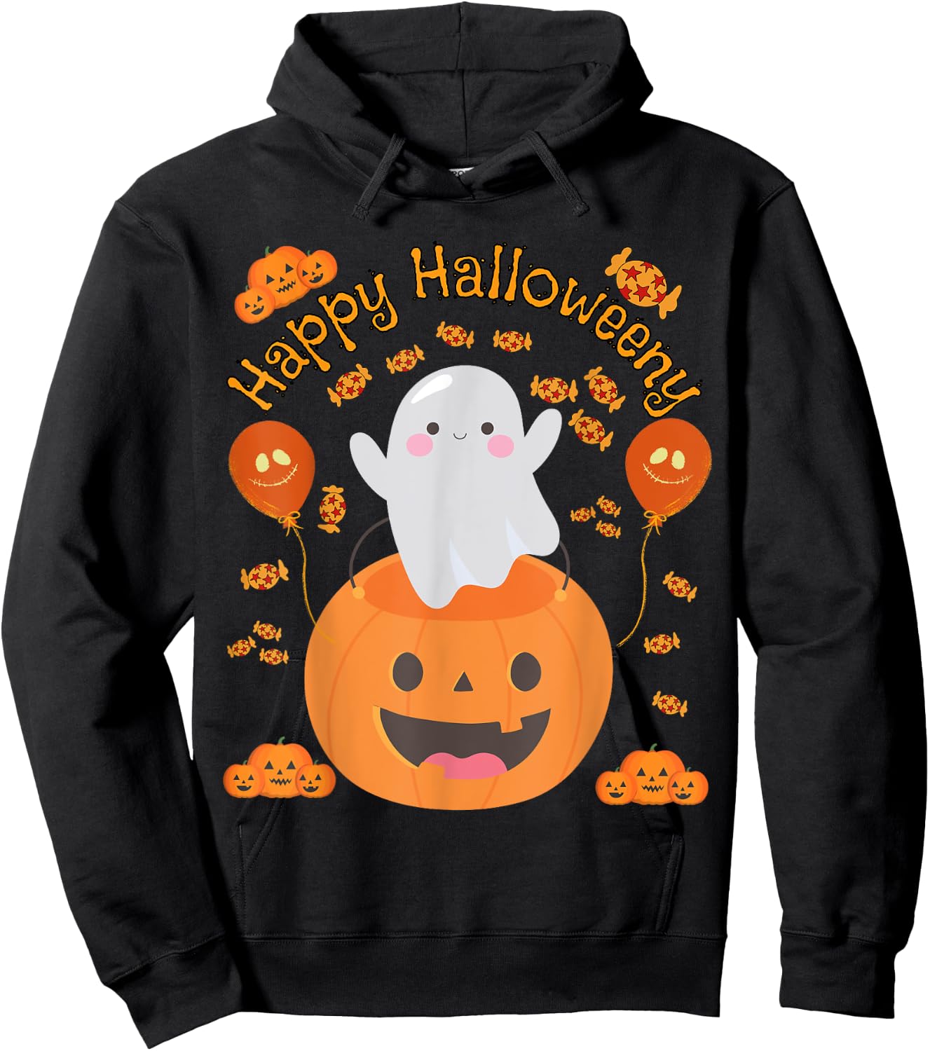 Happy Halloween -y Cute Boys and Girls Costume as a Ghost Hoodie - Hoodie | Black