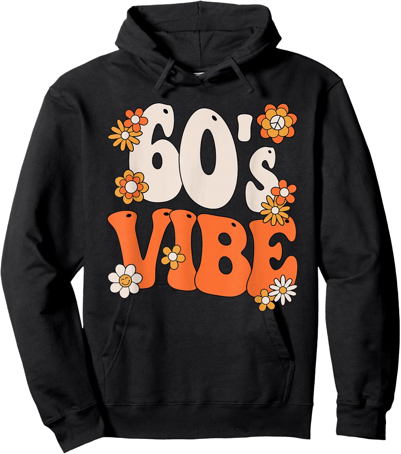 60s Vibe Costume 60s Party Outfit Groovy Hippie Peace Retro Hoodie - Hoodie | Black