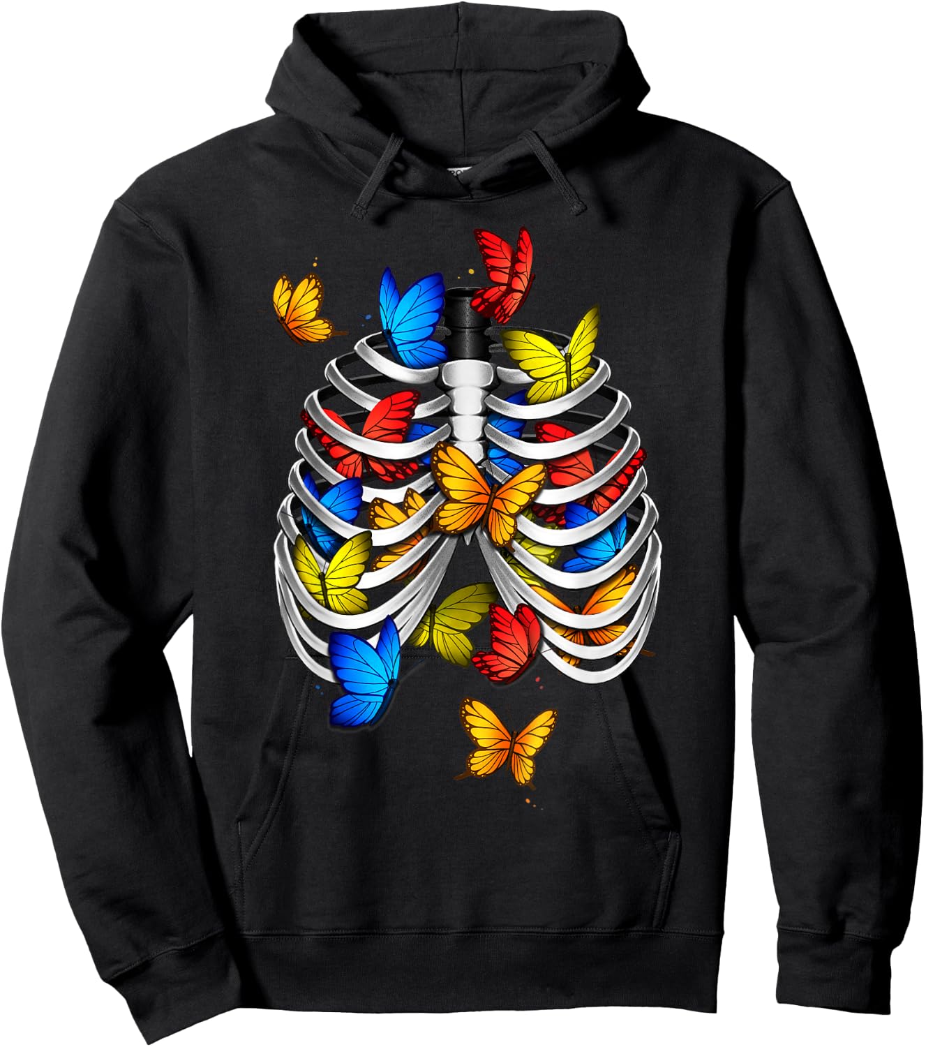 Butterflies In My Stomach Rib Cage X-Ray Anatomy Butterfly Hoodie - Hoodie | Black
