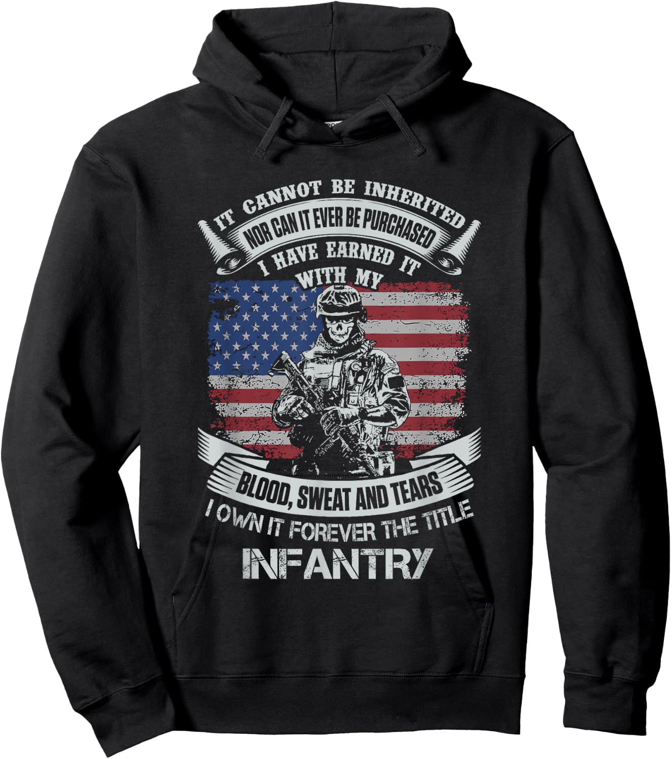 US Army Infantry Veteran Vet Gift -Adults Black Modern Letter Print Small Hoodie - Hoodie | Black