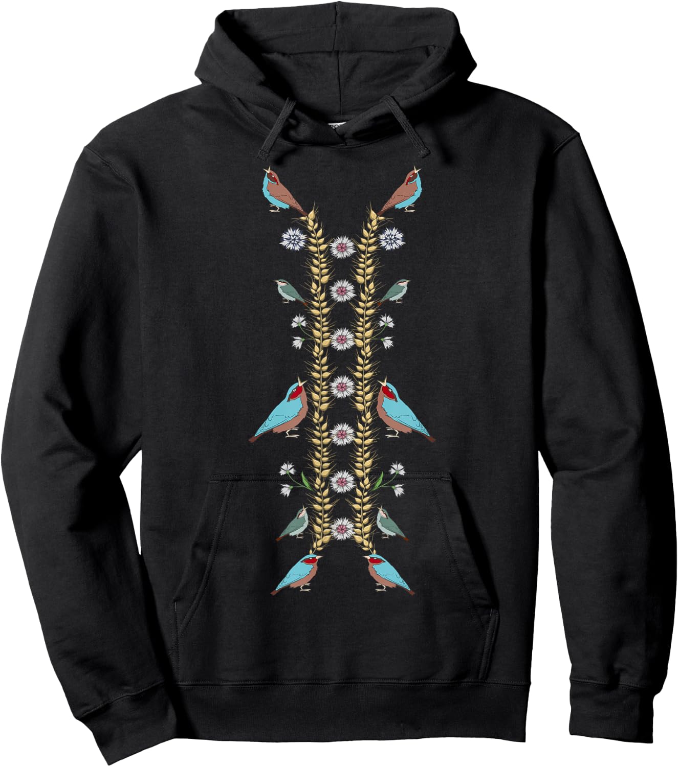 Ukraine Birds Cute Vintage Floral Ukrainian Vyshyvanka Hoodie - Hoodie | Black