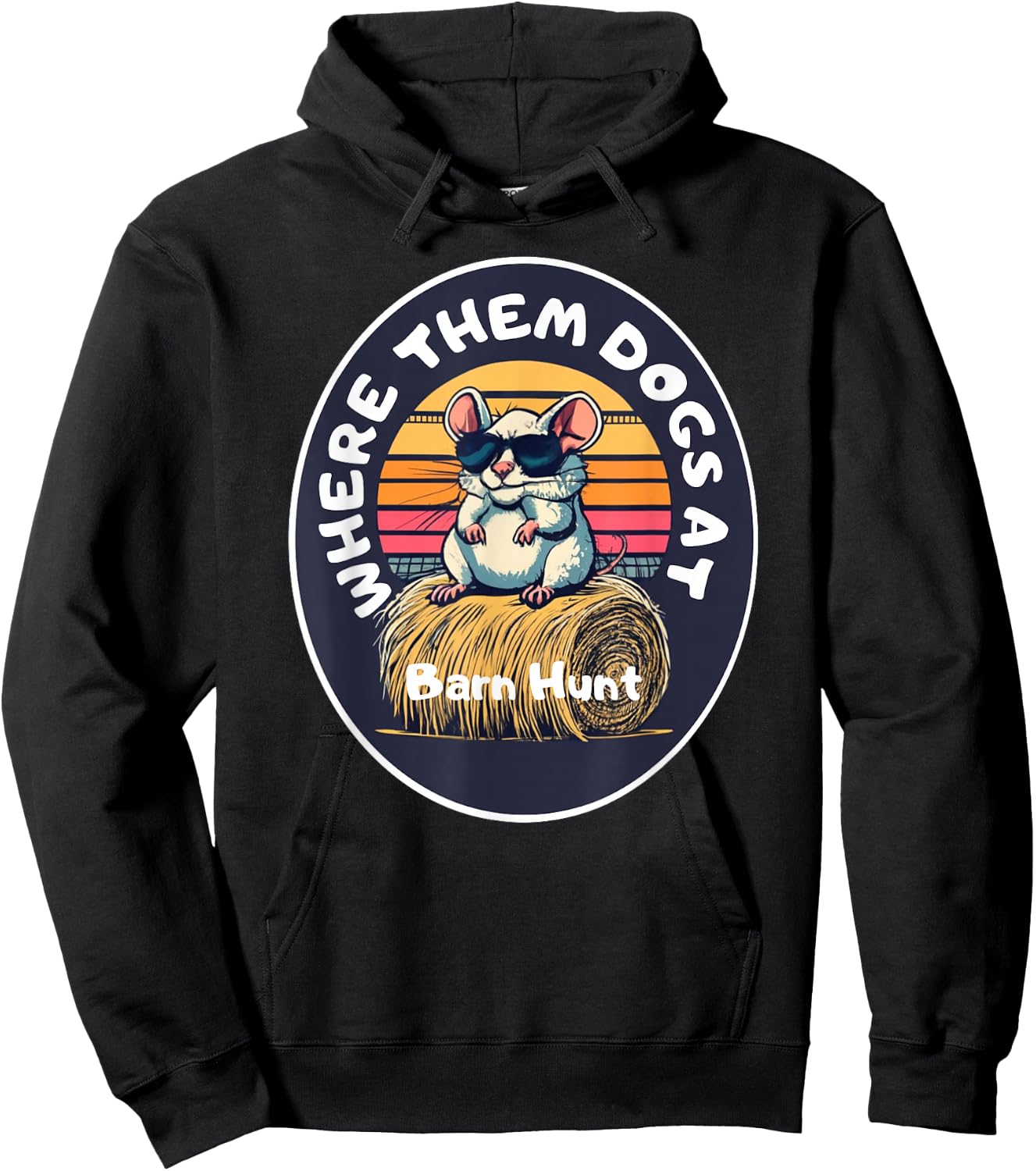 Funny Barn Hunt - cute rat with sunglasses looking for dogs Hoodie - Hoodie | Black