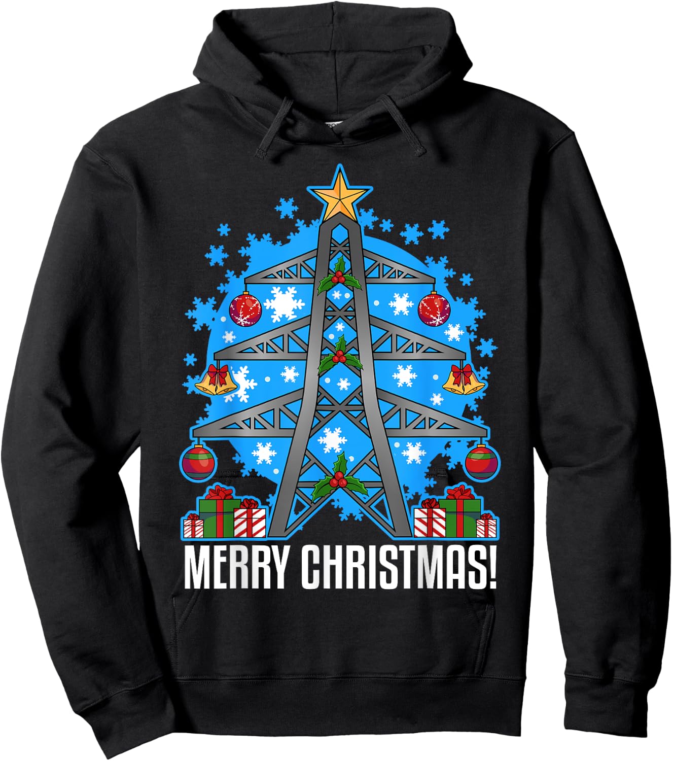 Electrician Gifts Men Women Ugly Christmas Electrician Hoodie - Hoodie | Black