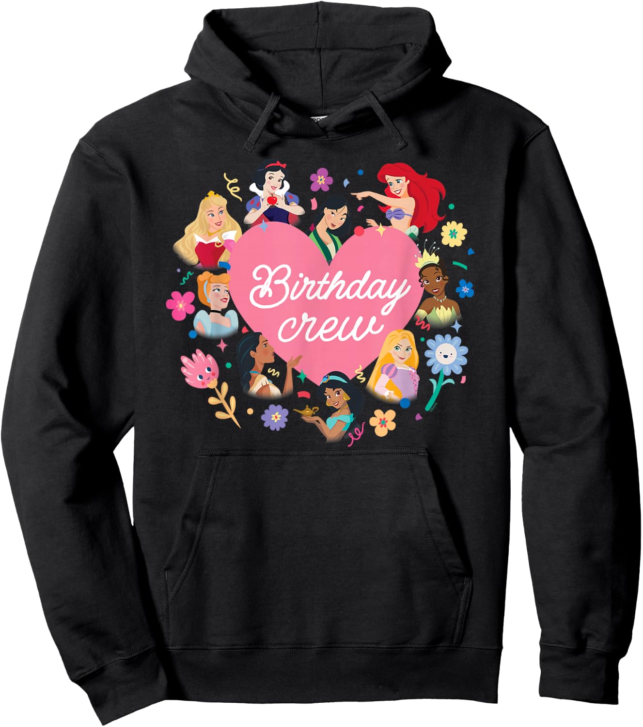 Disney Princess Heart Flowers Friends & Family Birthday Crew Hoodie - Hoodie | Black