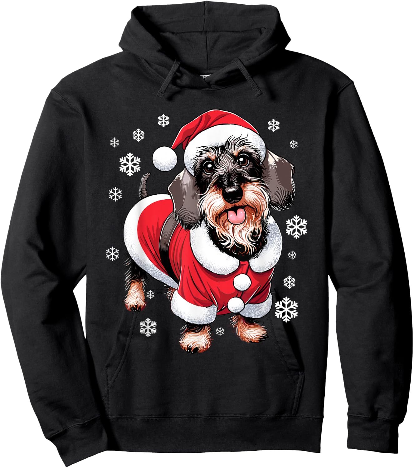 Wire Haired Dachshund Christmas Xmas Hoodie - Hoodie | Black