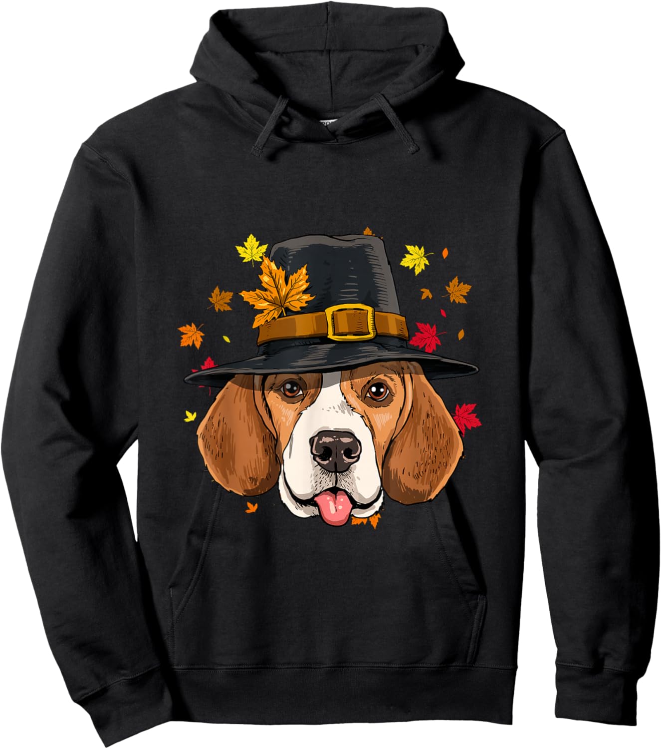 Beagle Thanksgiving Pilgrim Turkey Day Autumn Fall Dog Lover Hoodie - Hoodie | Black