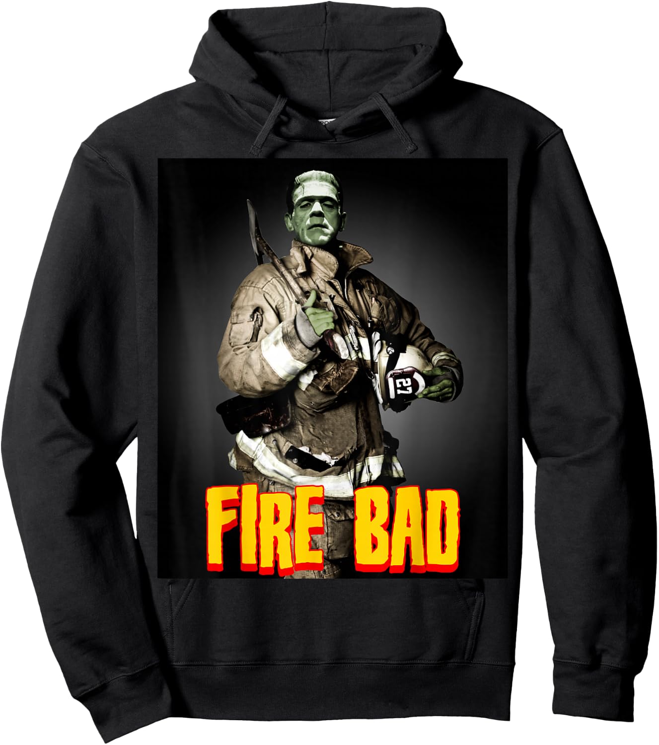 Fire Bad - Firefighter Frankenstein Monster Funny Fireman Hoodie - Hoodie | Black