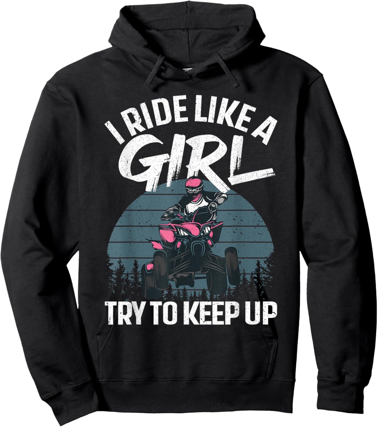 Funny ATV 4 Wheeler Design For Girls Kids Women Quad Riding Hoodie - Hoodie | Black