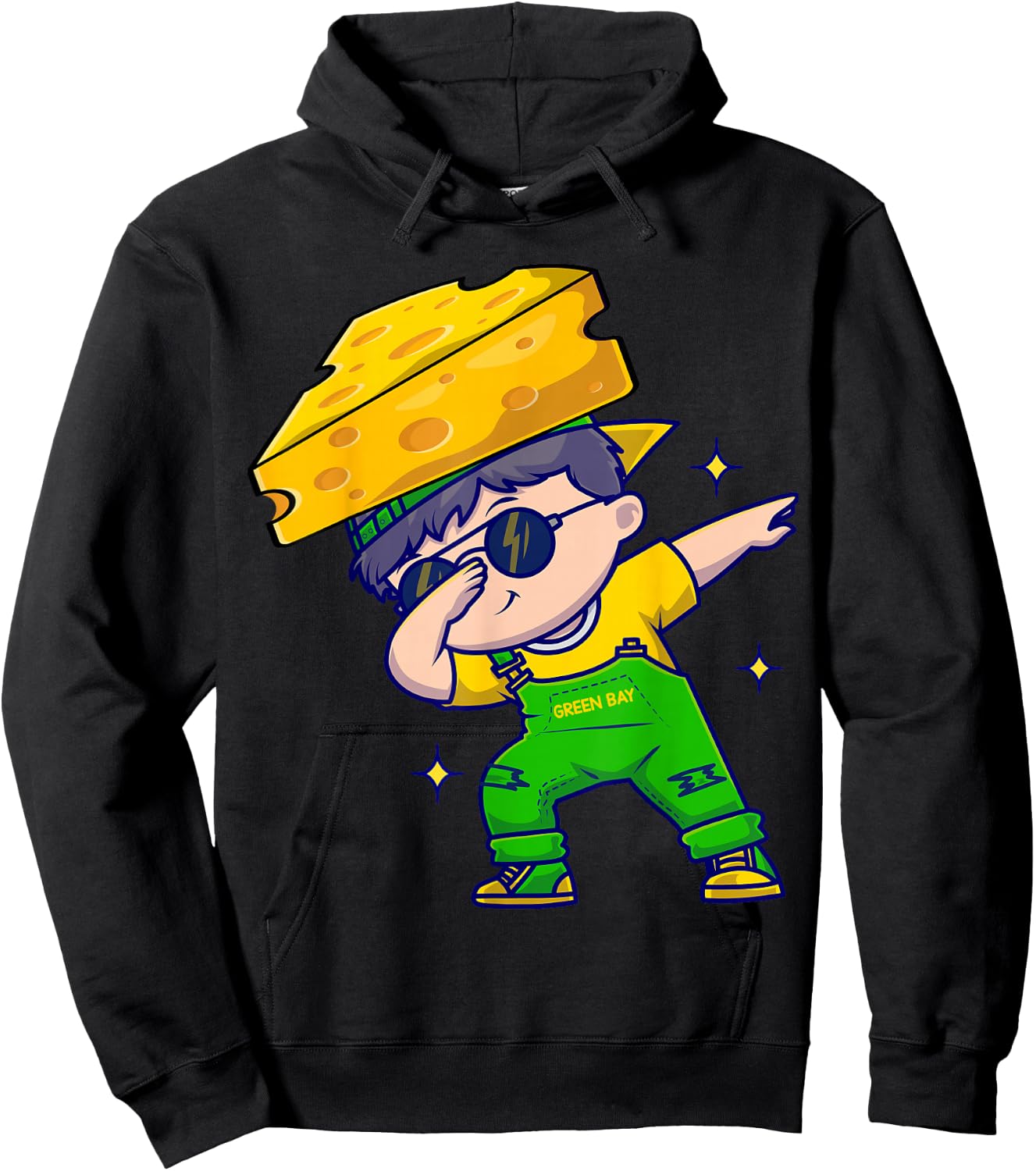 Funny Green Bay Dabbing Cheese hat Hoodie - Hoodie | Black