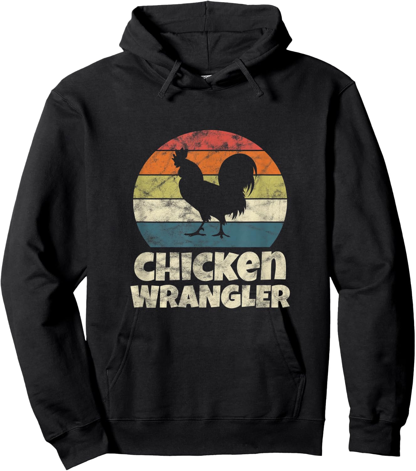 Chicken Wrangler Farmer Rooster Farming Vintage Hoodie - Hoodie | Black