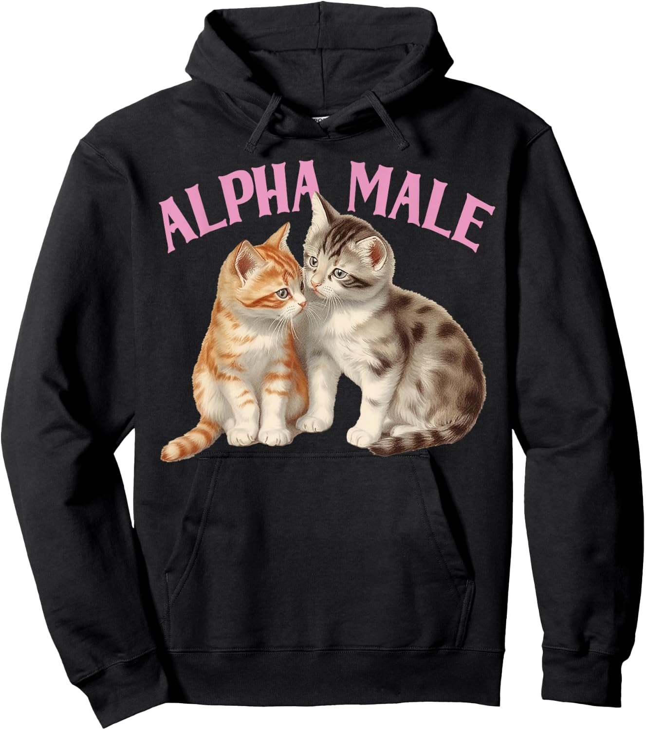 Alpha Cat Male Unicorn Ironic Humor Funny Kitten Weird Y2K Hoodie - Hoodie | Black