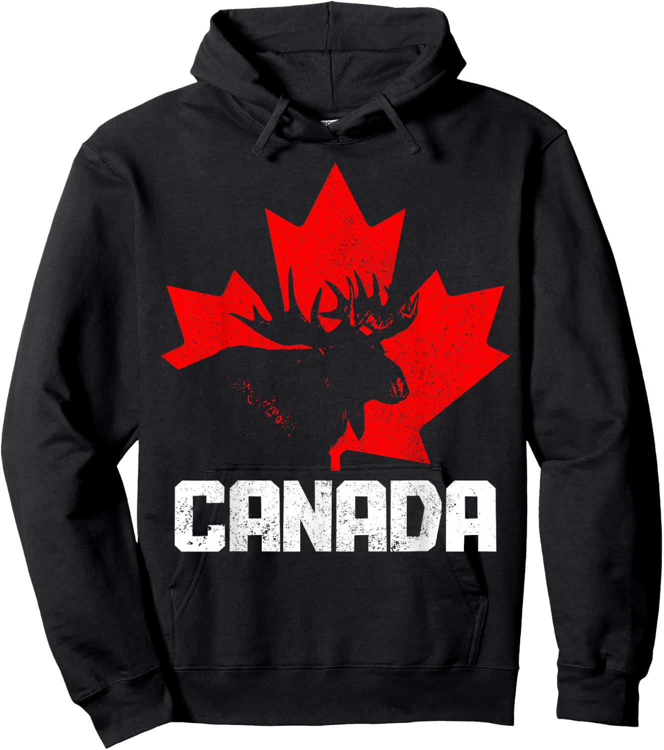 Canada Moose Maple Leaf Pride Vintage Canadian Flag Hoodie - Hoodie | Black