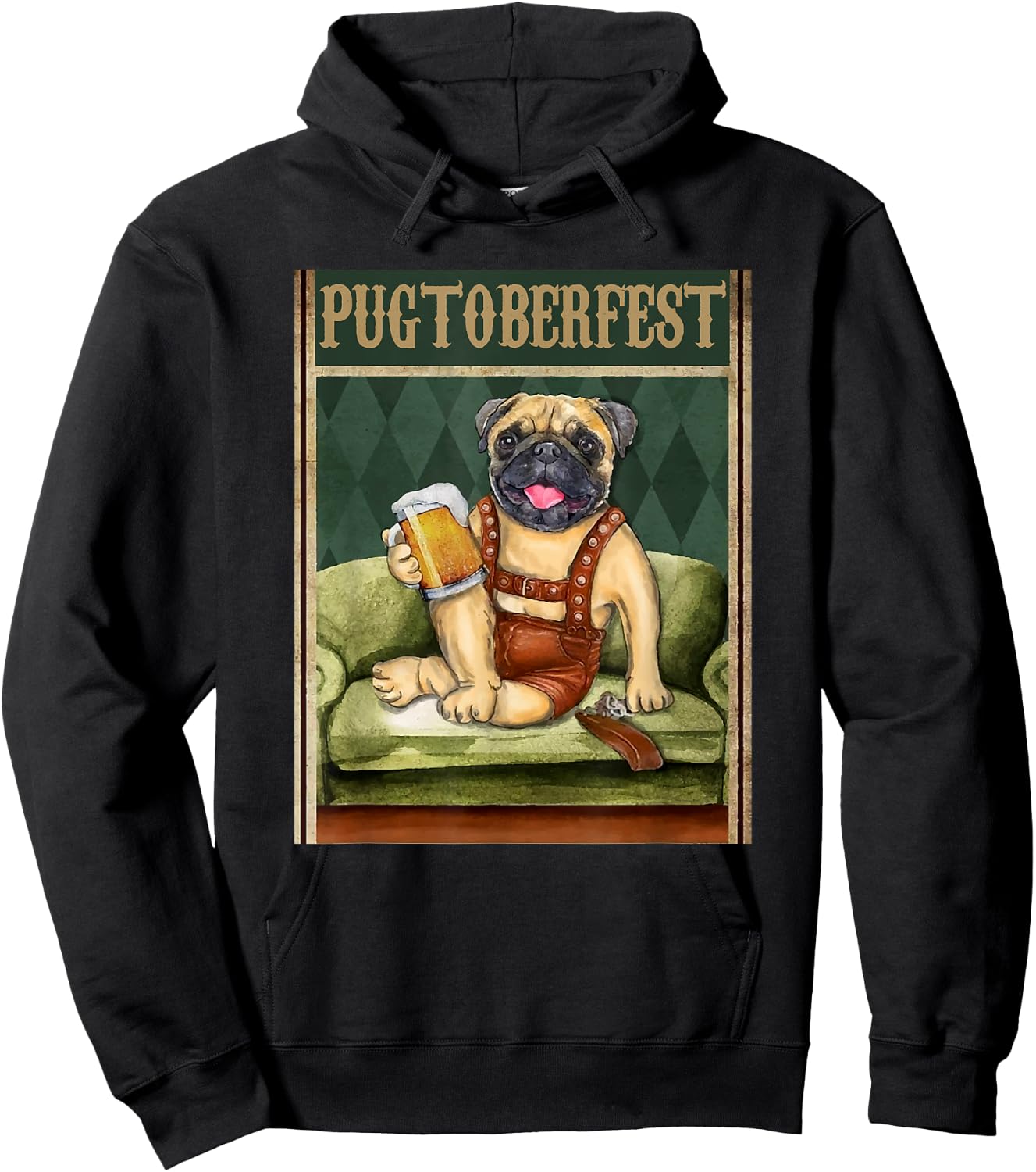 Pugtoberfest Beer Festival Beer Drinker Oktoberfest Pug Hoodie - Hoodie | Black