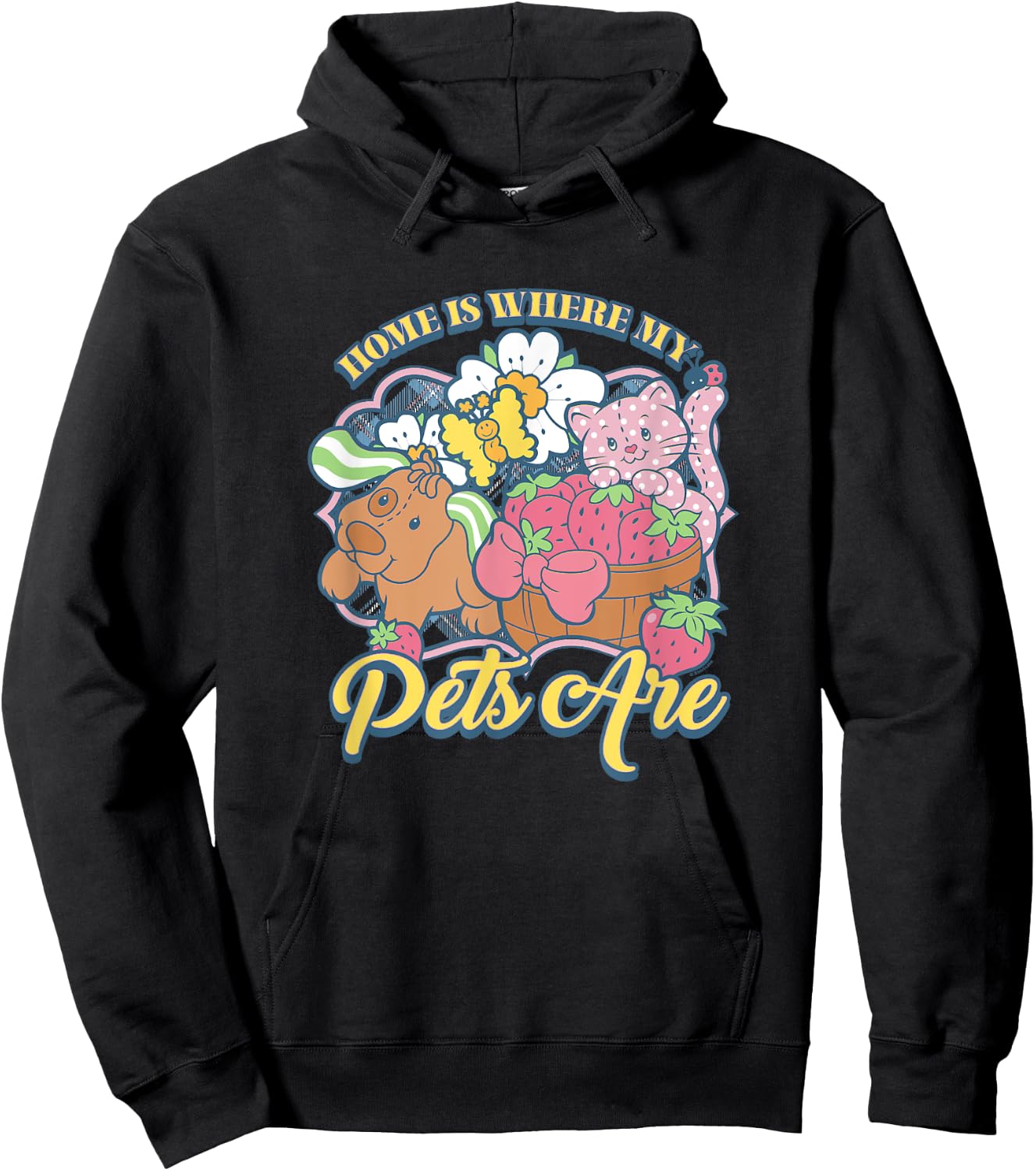 Strawberry Shortcake Home Is Where My Pets Are Vintage Cute Hoodie - Hoodie | Black