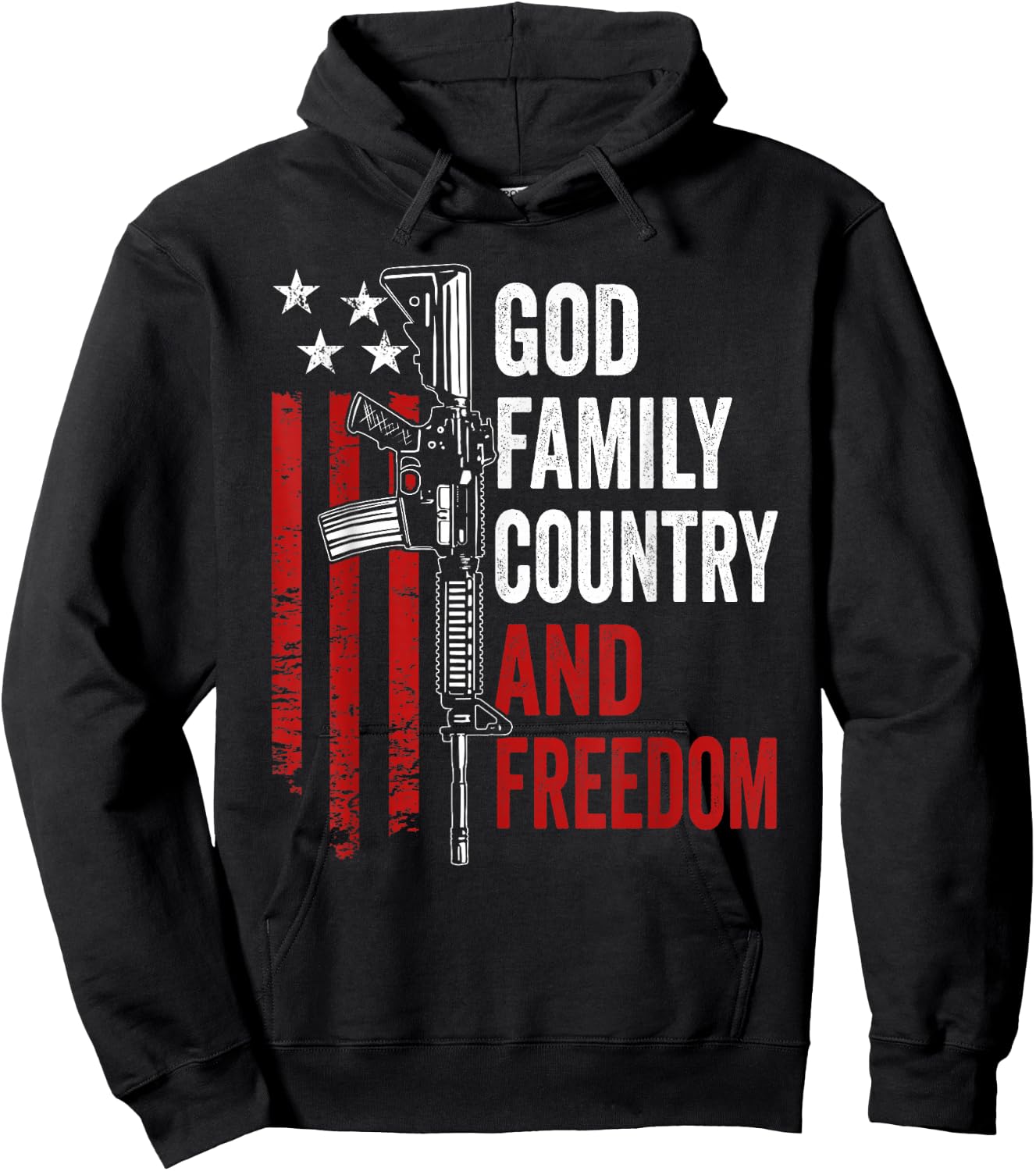 God Family Country Freedom - Pro Gun 2nd Amendment AR15 Hoodie - Hoodie | Black