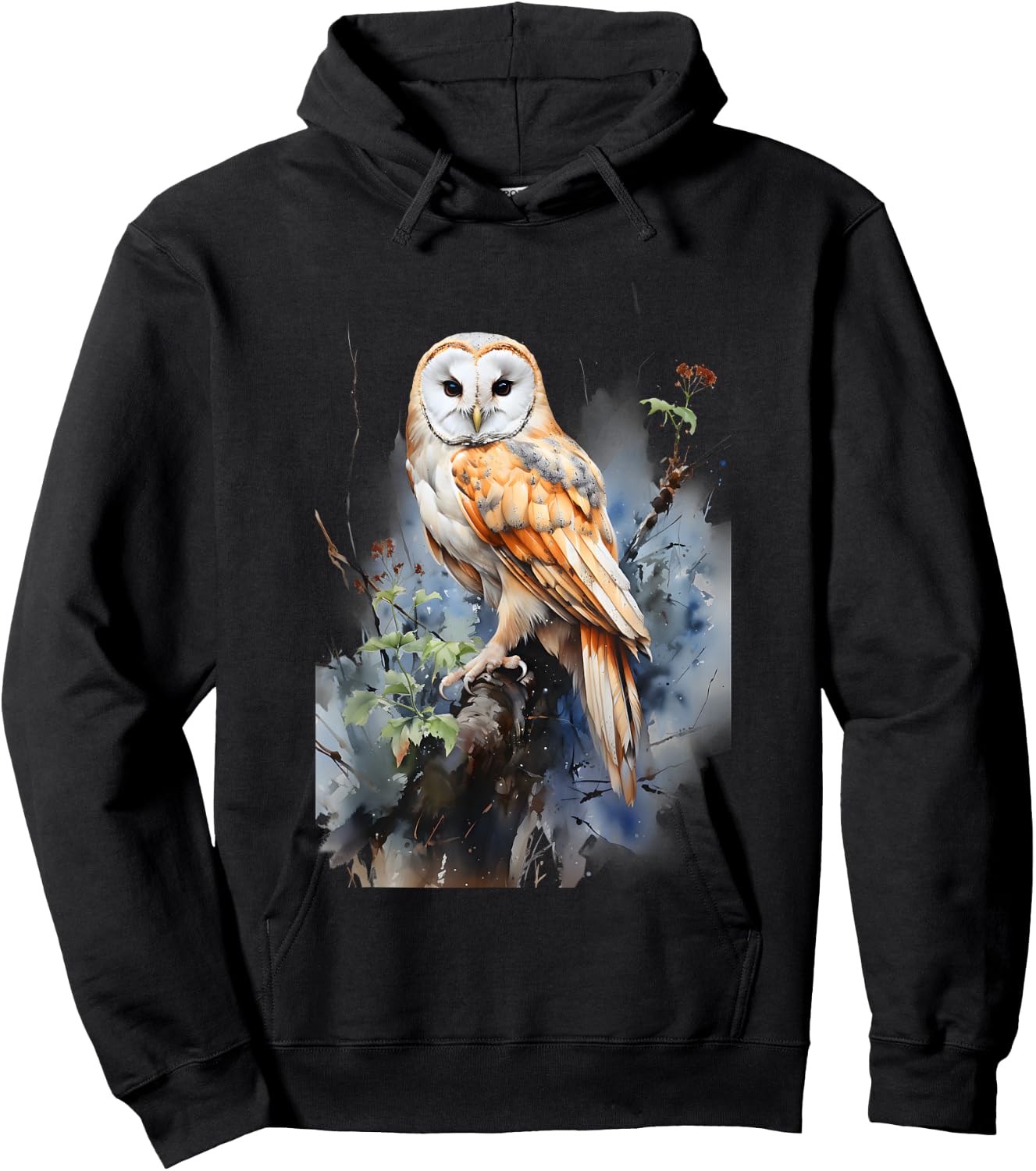 Gift Owl Barn Owl Realistic Nature Fleeting Hoodie - Hoodie | Black