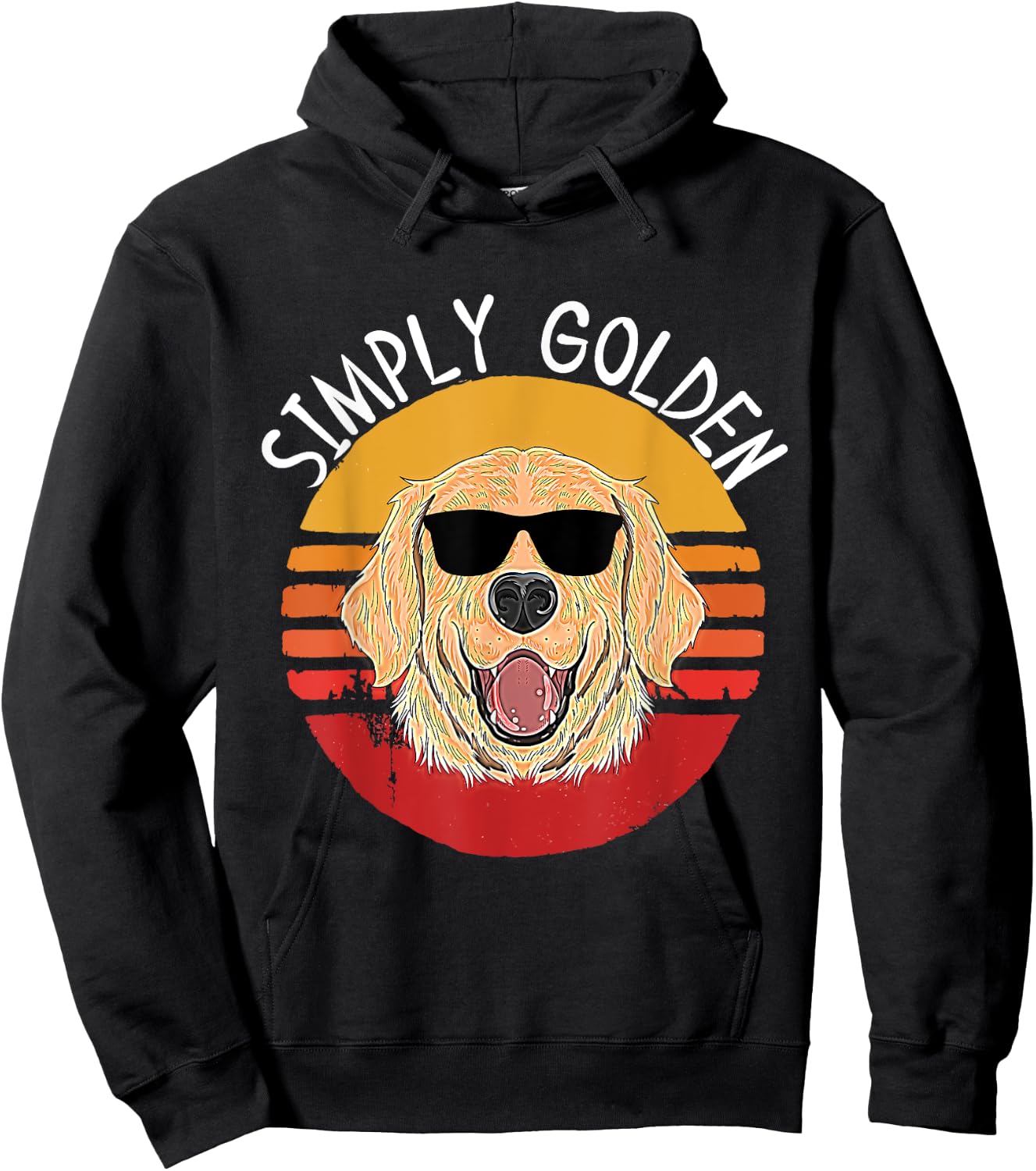 Retro White English Cream Golden Retriever Simply Golden Hoodie - Hoodie | Black