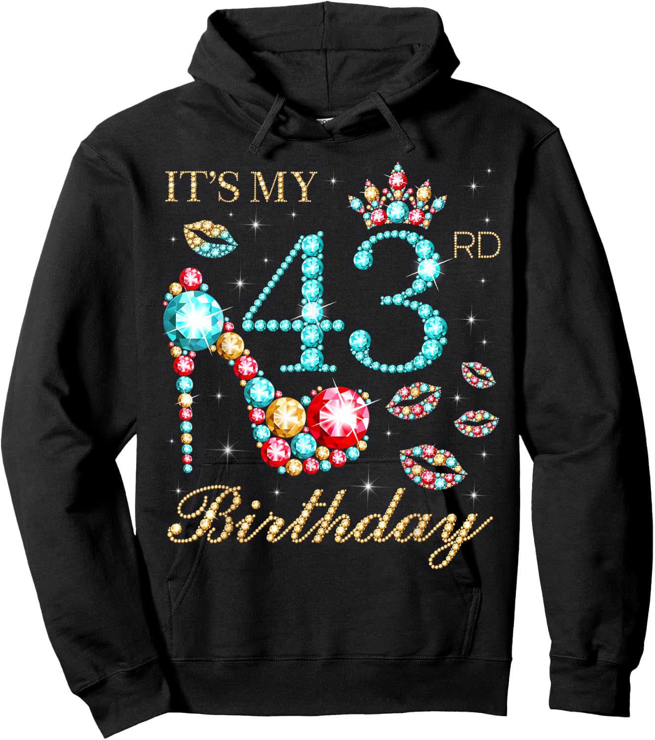 It's My 43rd Birthday Cute 43 Years Old Birthday Queen Hoodie - Hoodie | Black