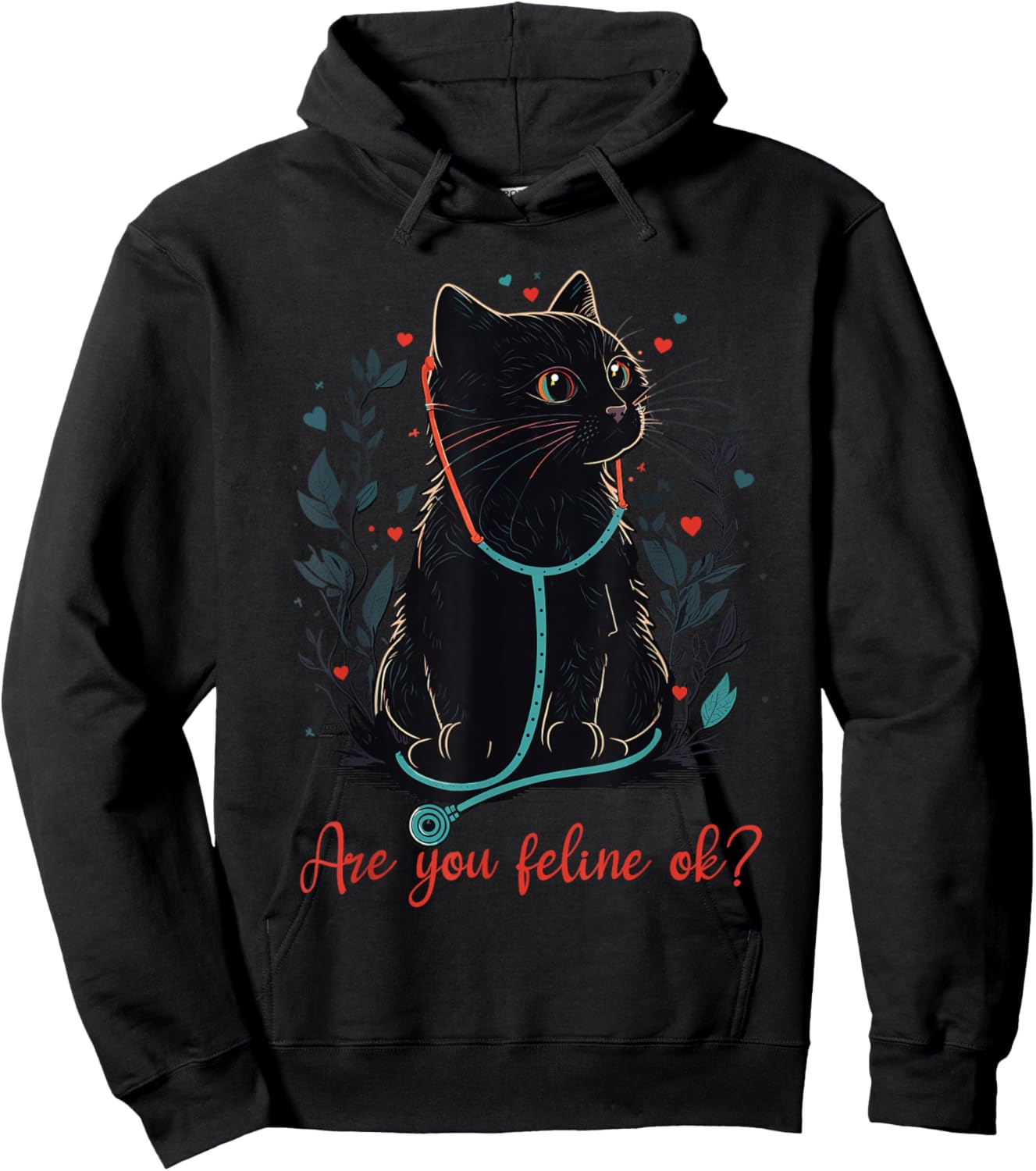 Retro Cat Nurse Gifts Nurse Week Gifts Funny Nurse Hoodie - Hoodie | Black