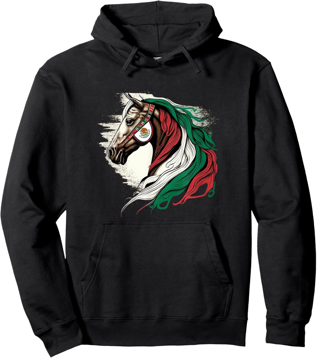 Mexican Horse - Riding Mexico Flag Hoodie - Hoodie | Black