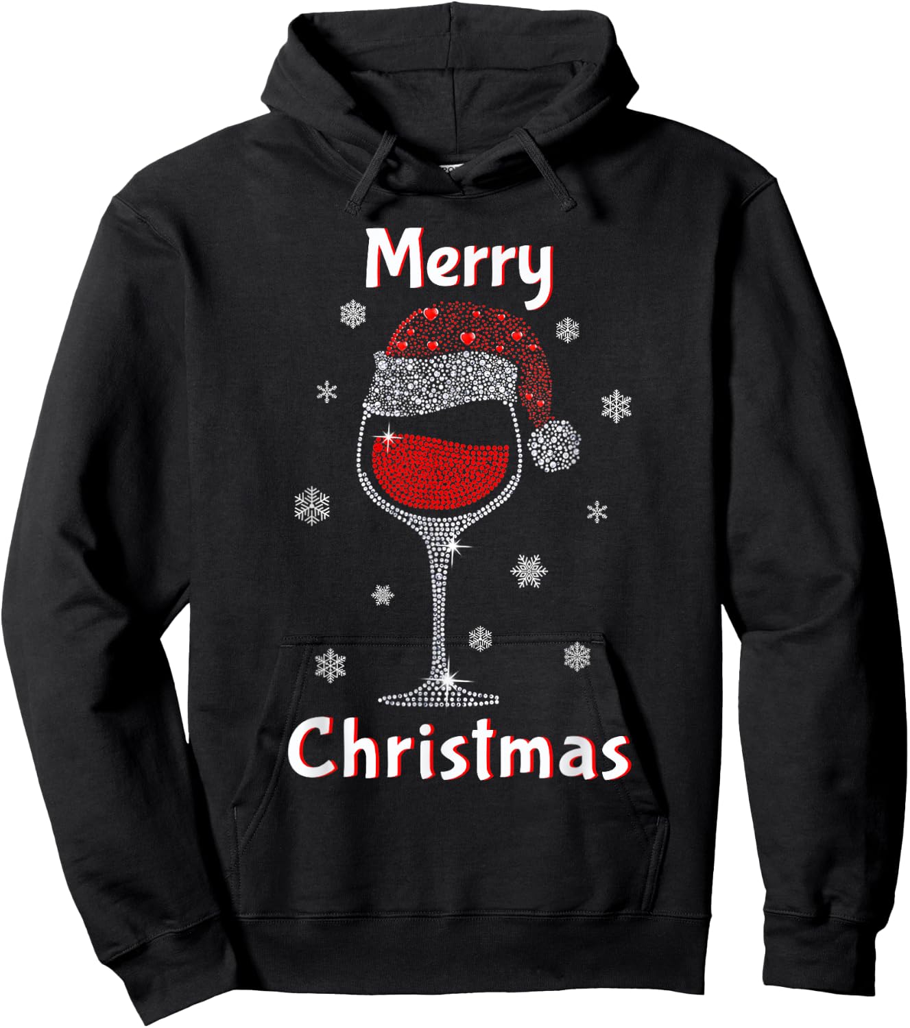 Christmas outfit women wine glass funny Christmas Hoodie - Hoodie | Black