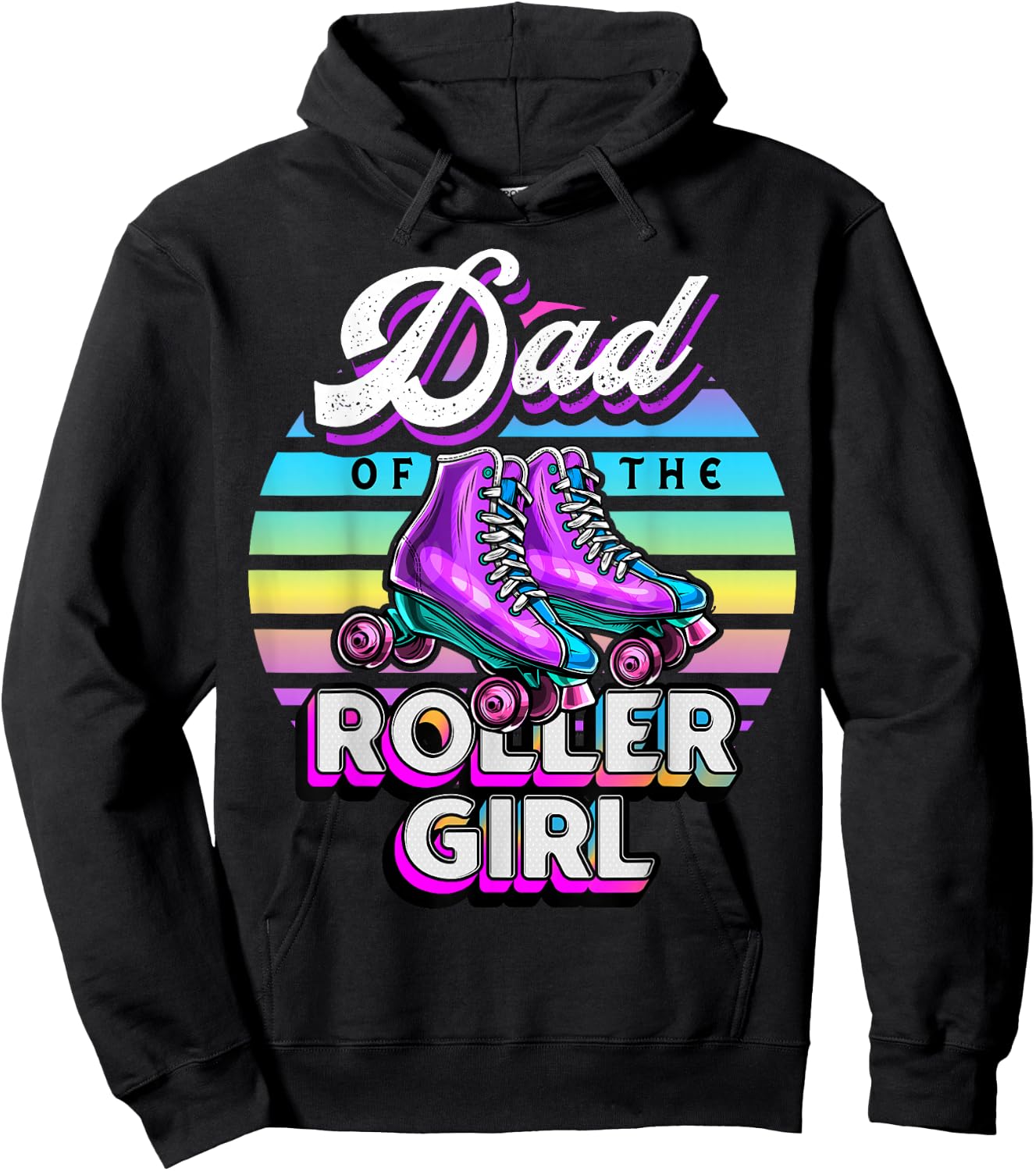 Dad of Roller Girl Roller Skating Birthday Matching Family Hoodie - Hoodie | Black