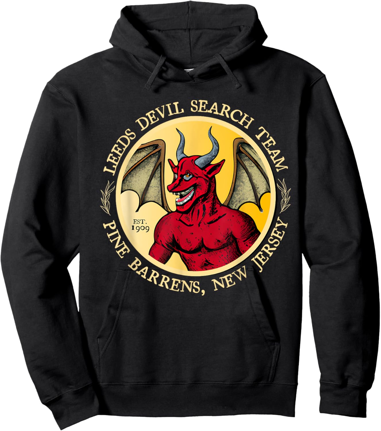 Leeds Devil Search Team Est 1909 Pine Barrens New Jersey Hoodie - Hoodie | Black