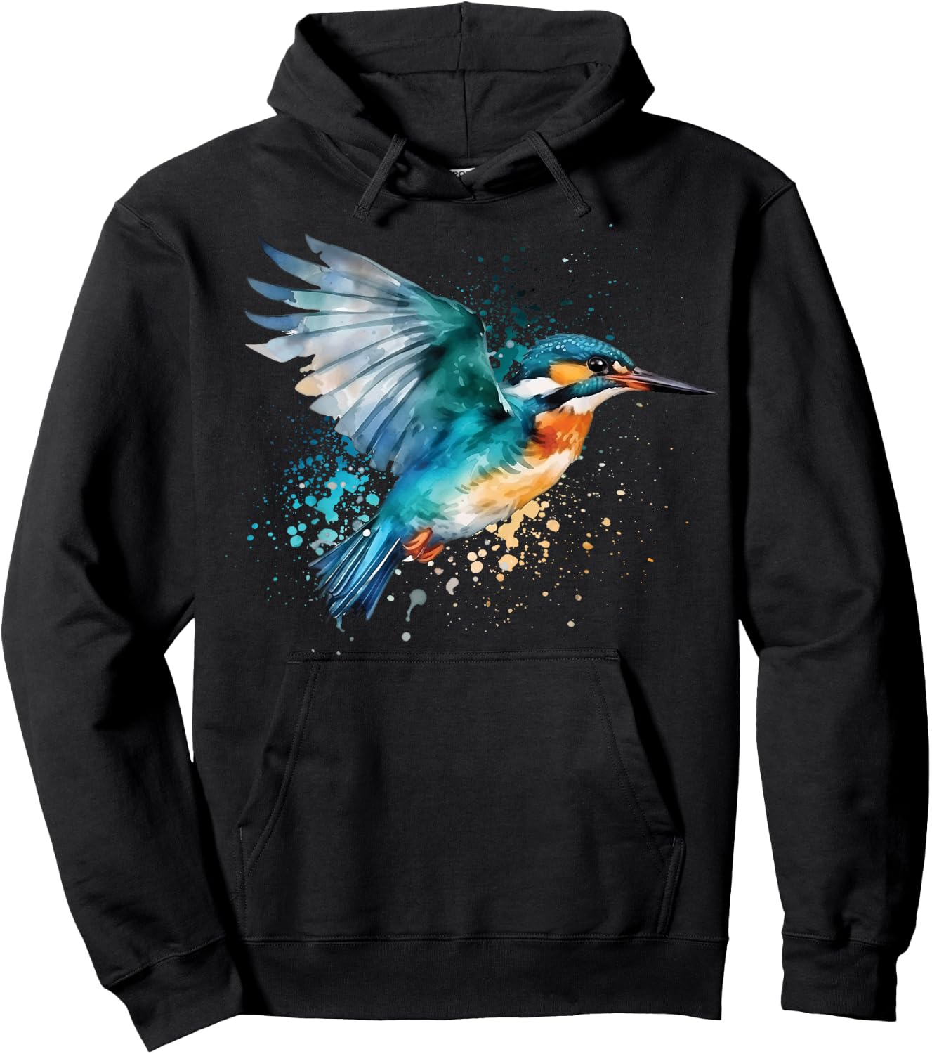 Kingfisher Design Illustration Hoodie - Hoodie | Black