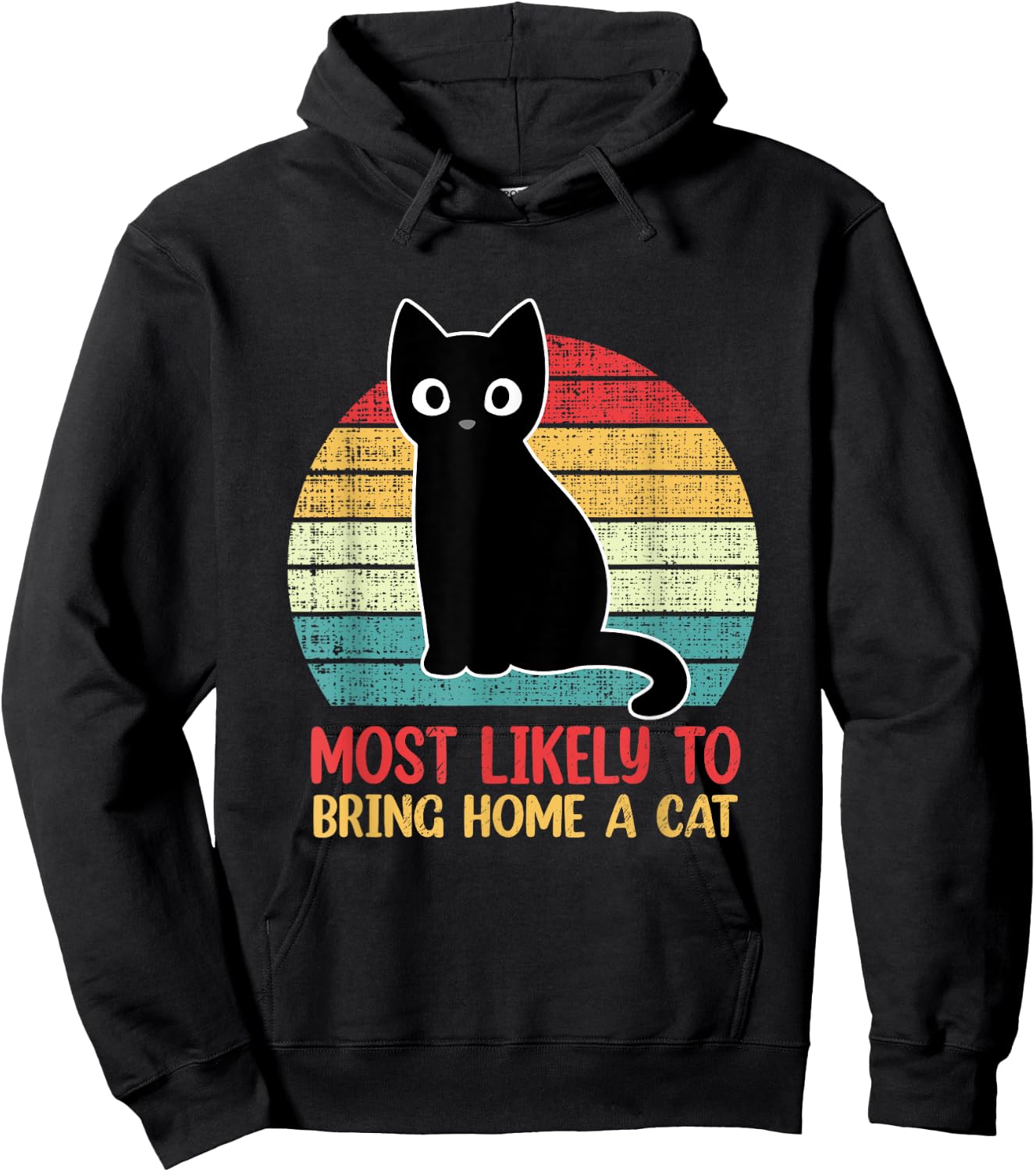 Most Likely To Bring Home A Cat Retro Cat Lovers Hoodie - Hoodie | Black